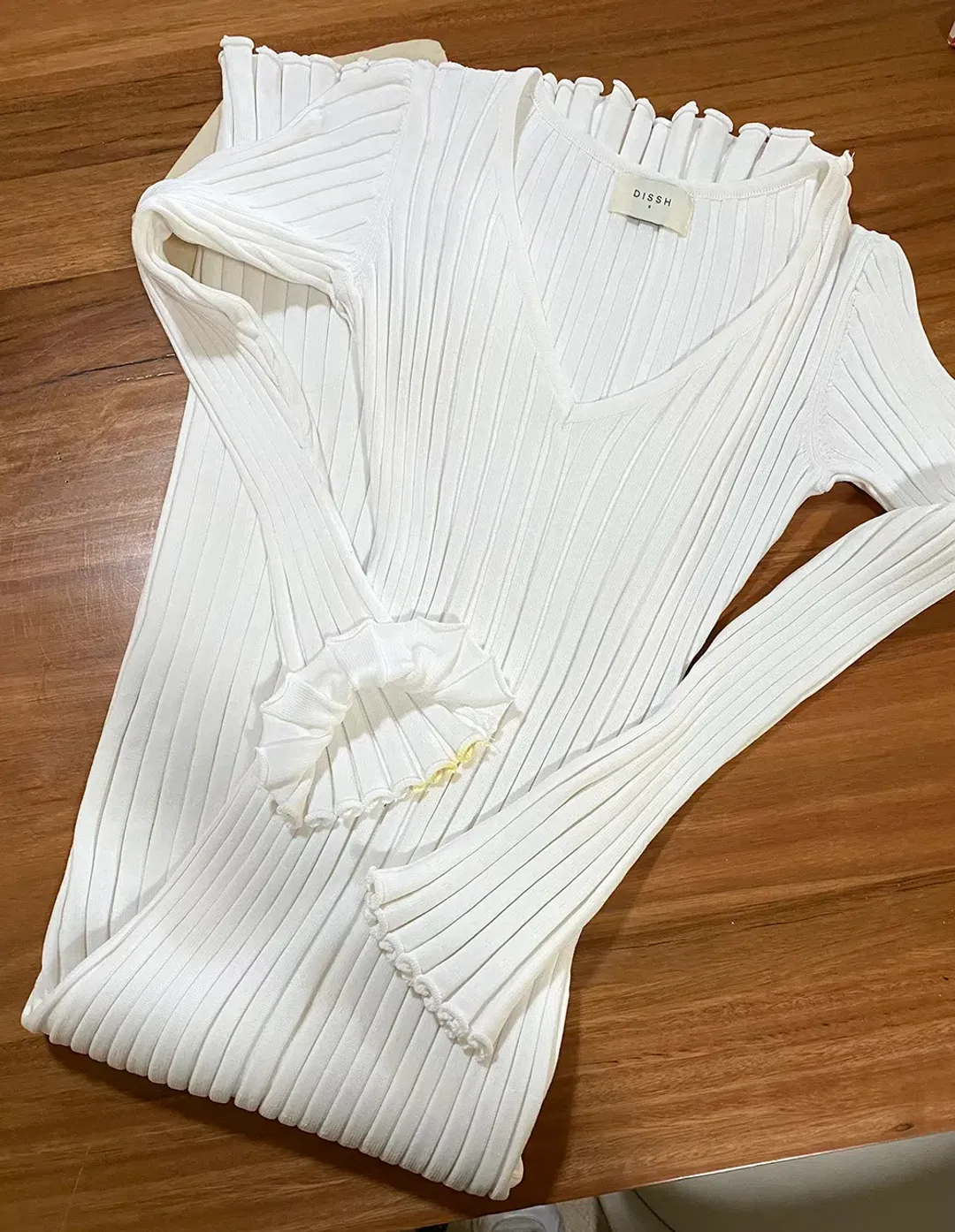 DISSH Reign Sleeve Knit Midi Dress White Size S for rent on The Volte - main image