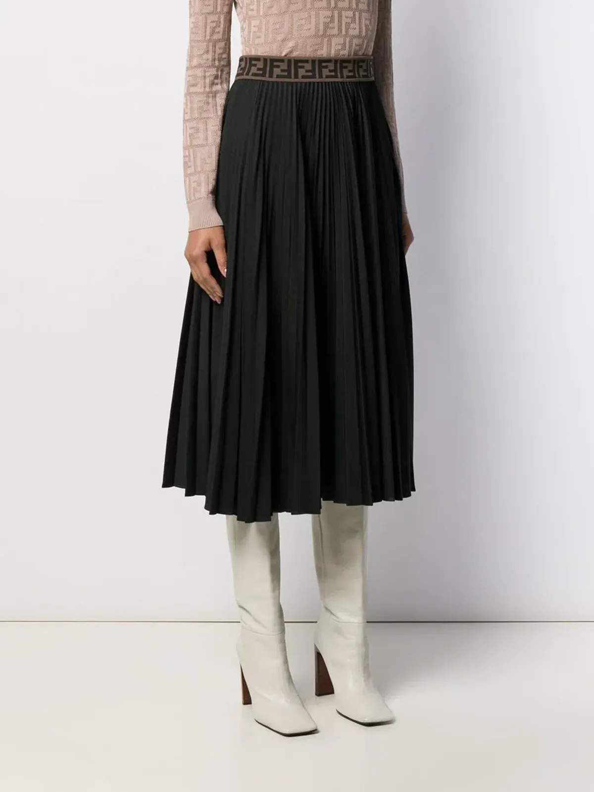 Fendi FF Pleated Skirt Black Size 8  - Image 1