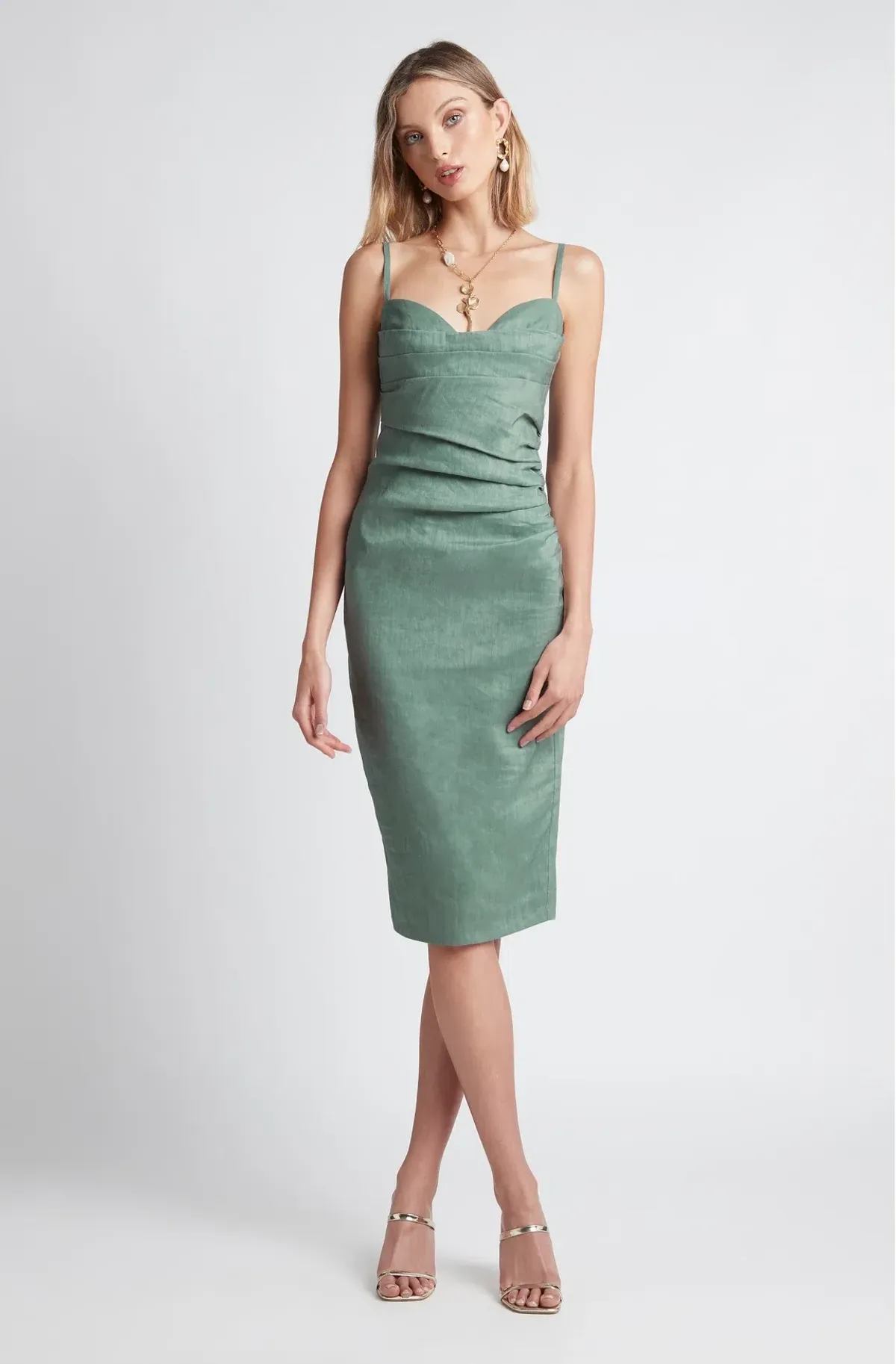 Sheike Vortex Midi Dress Sage Green Size 8 - Image 1