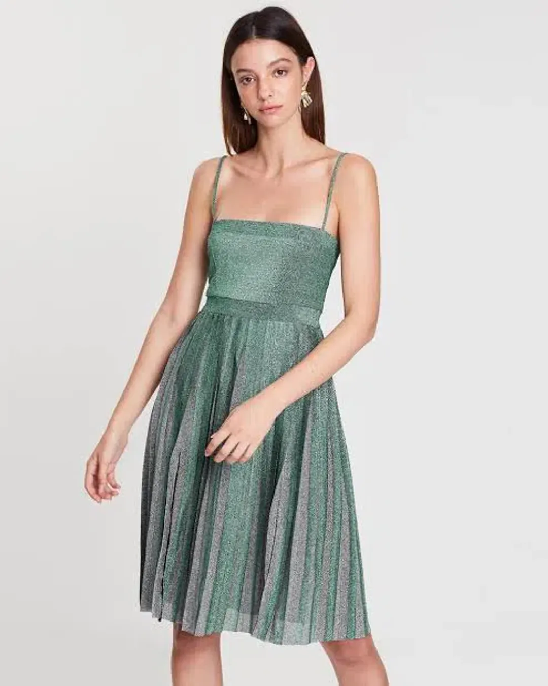 MISHA Janelle Midi Dress Green Metallic Glitter Size 6/XS for rent on The Volte - main image