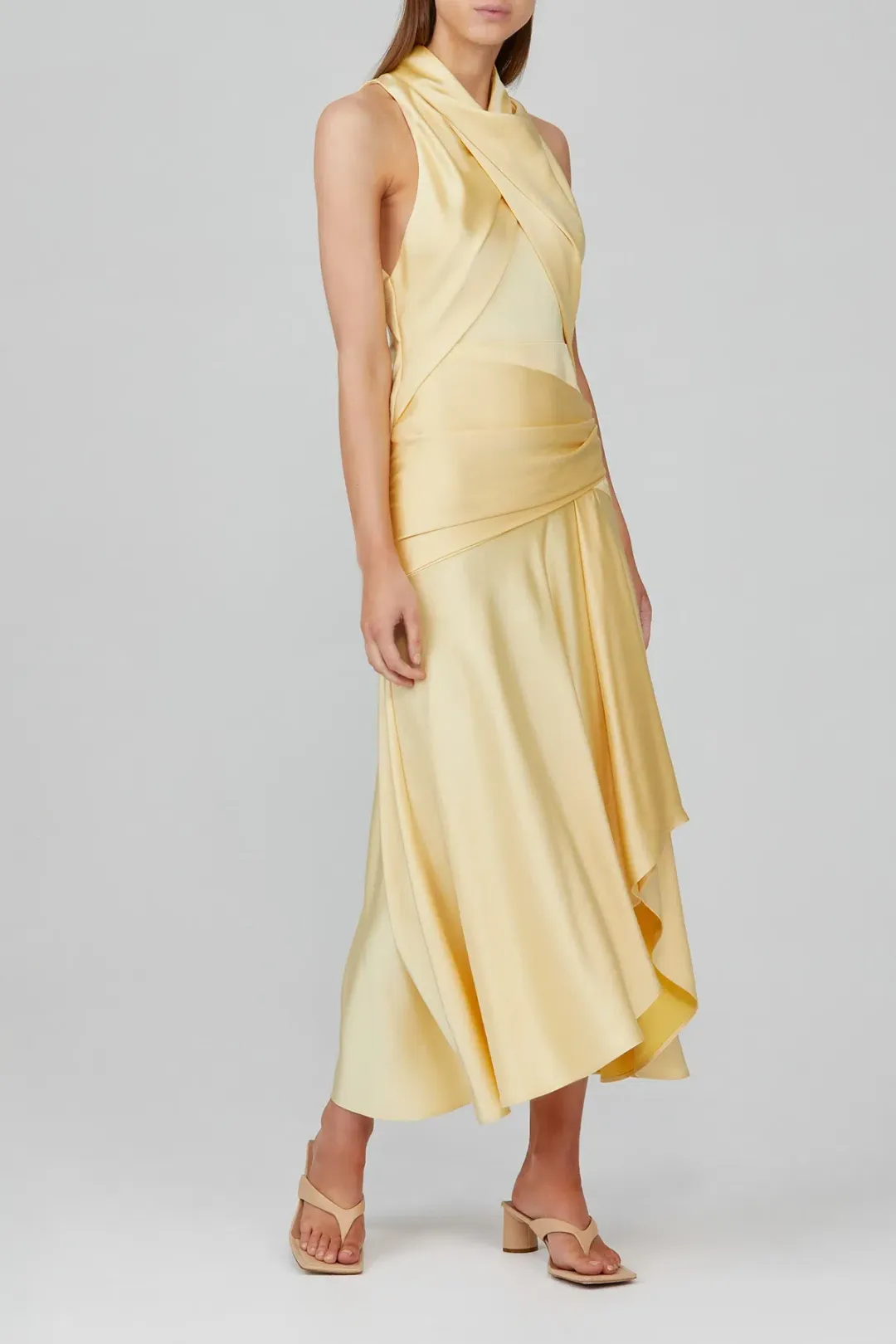 Acler Hillcrest Midi Dress Yellow Size 10 for rent on The Volte - main image