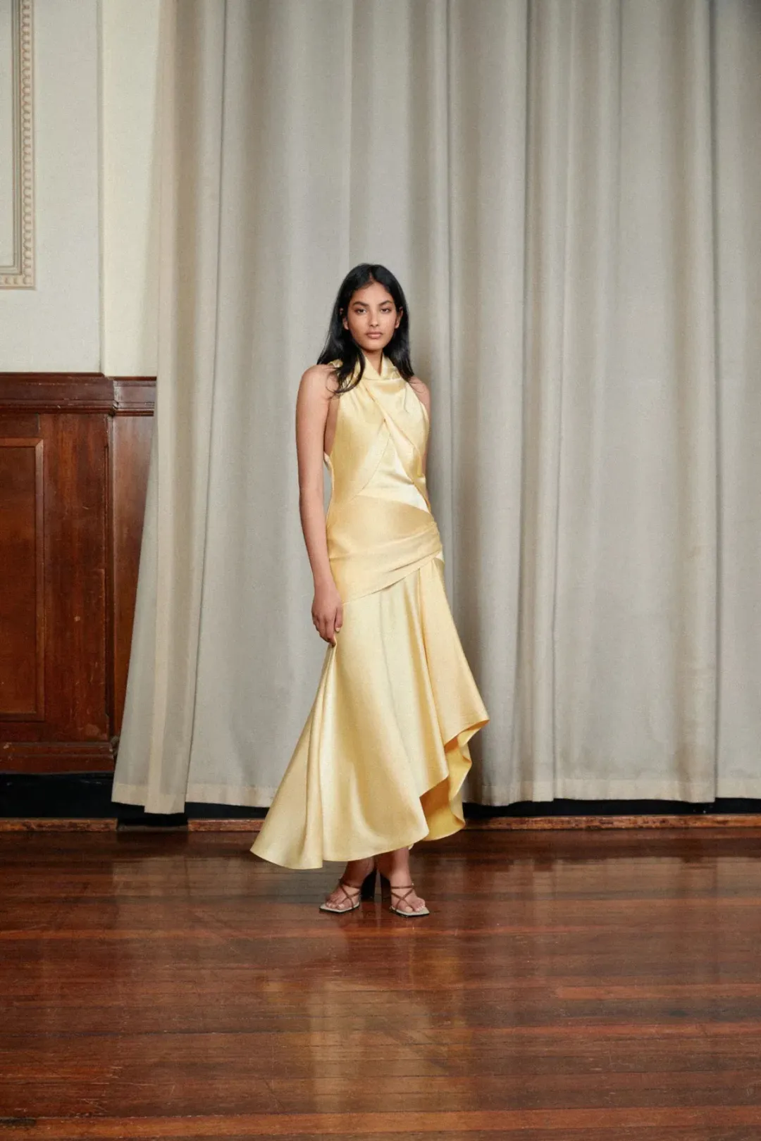 Acler Hillcrest Midi Dress Yellow Size 10 for rent on The Volte - main image