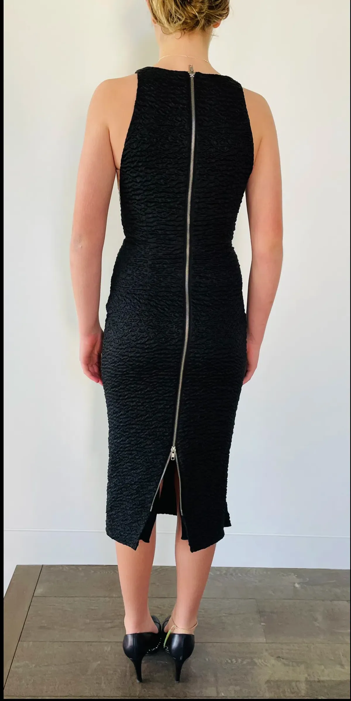 Alex Perry Plunge V Neck Midi Dress Black Size 6 - Image 2