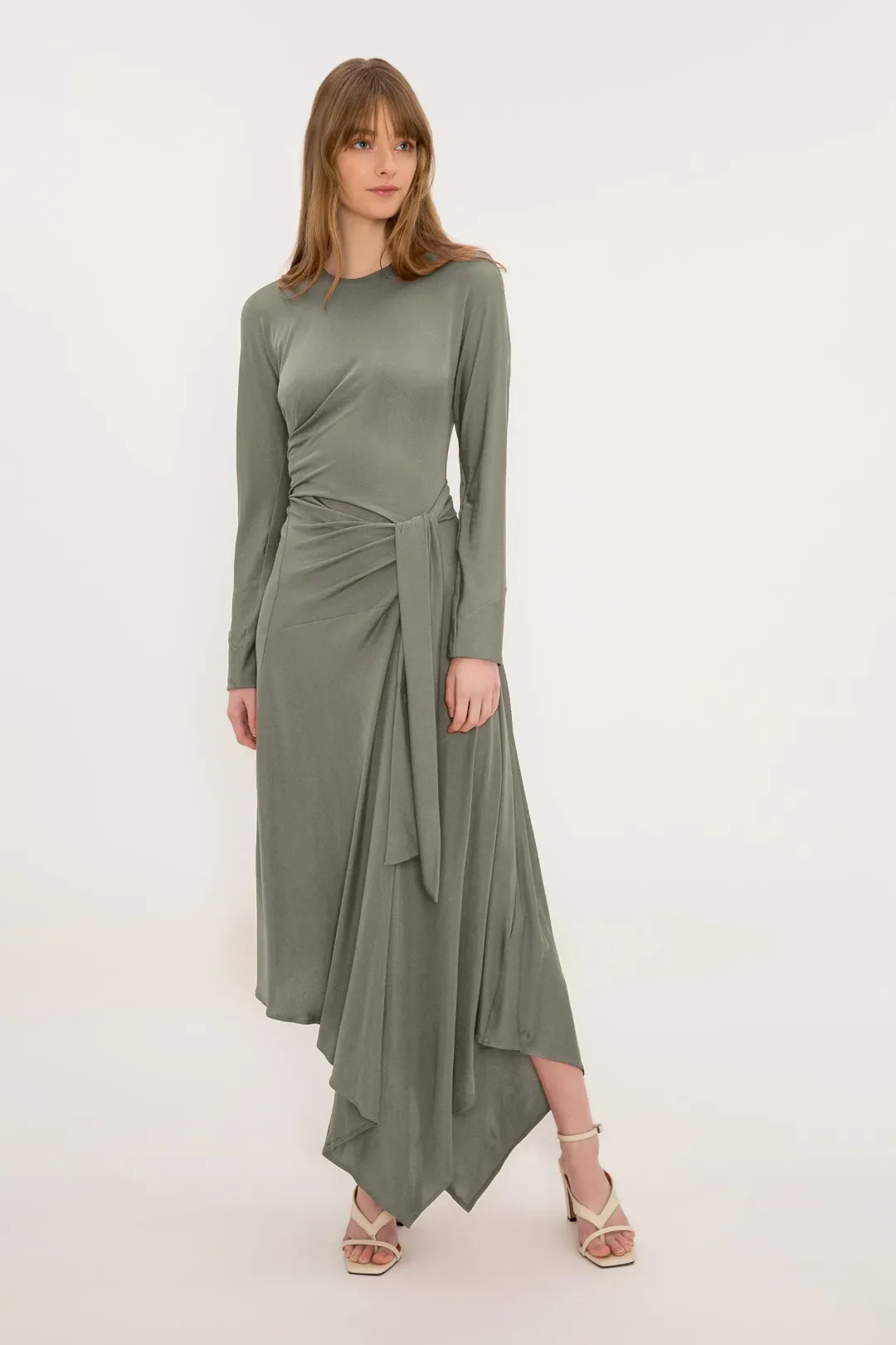 Bianca Spender Boheme Dress Sage Green Size 12 for rent on The Volte - main image