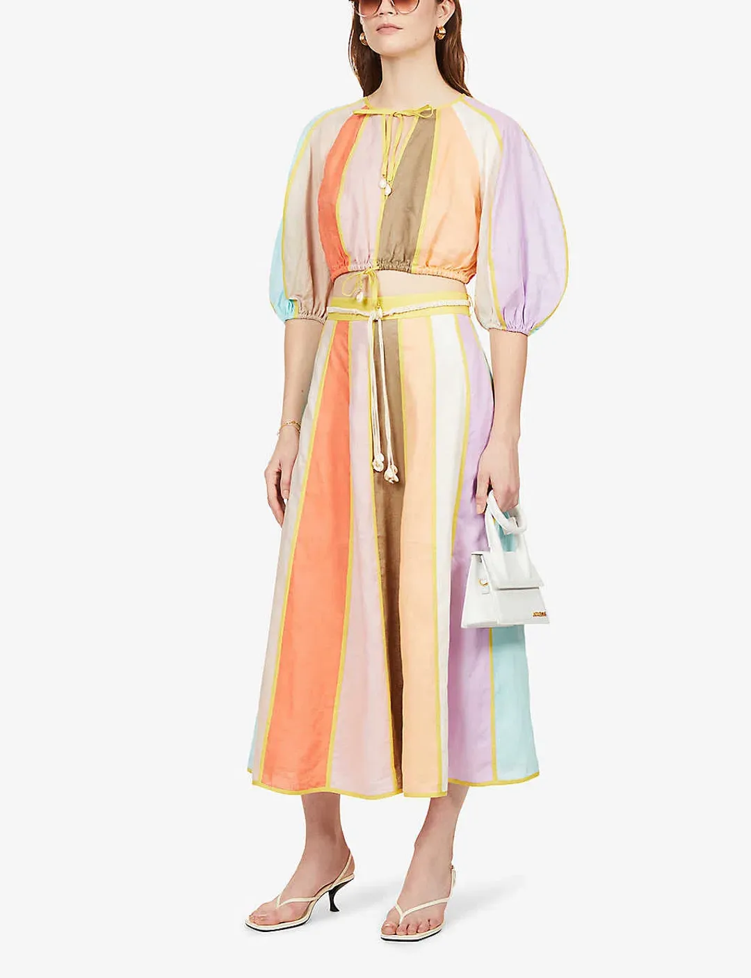 Zimmermann Lola Panelled Crop Top and Skirt Set Spliced Size 8 for rent on The Volte - main image