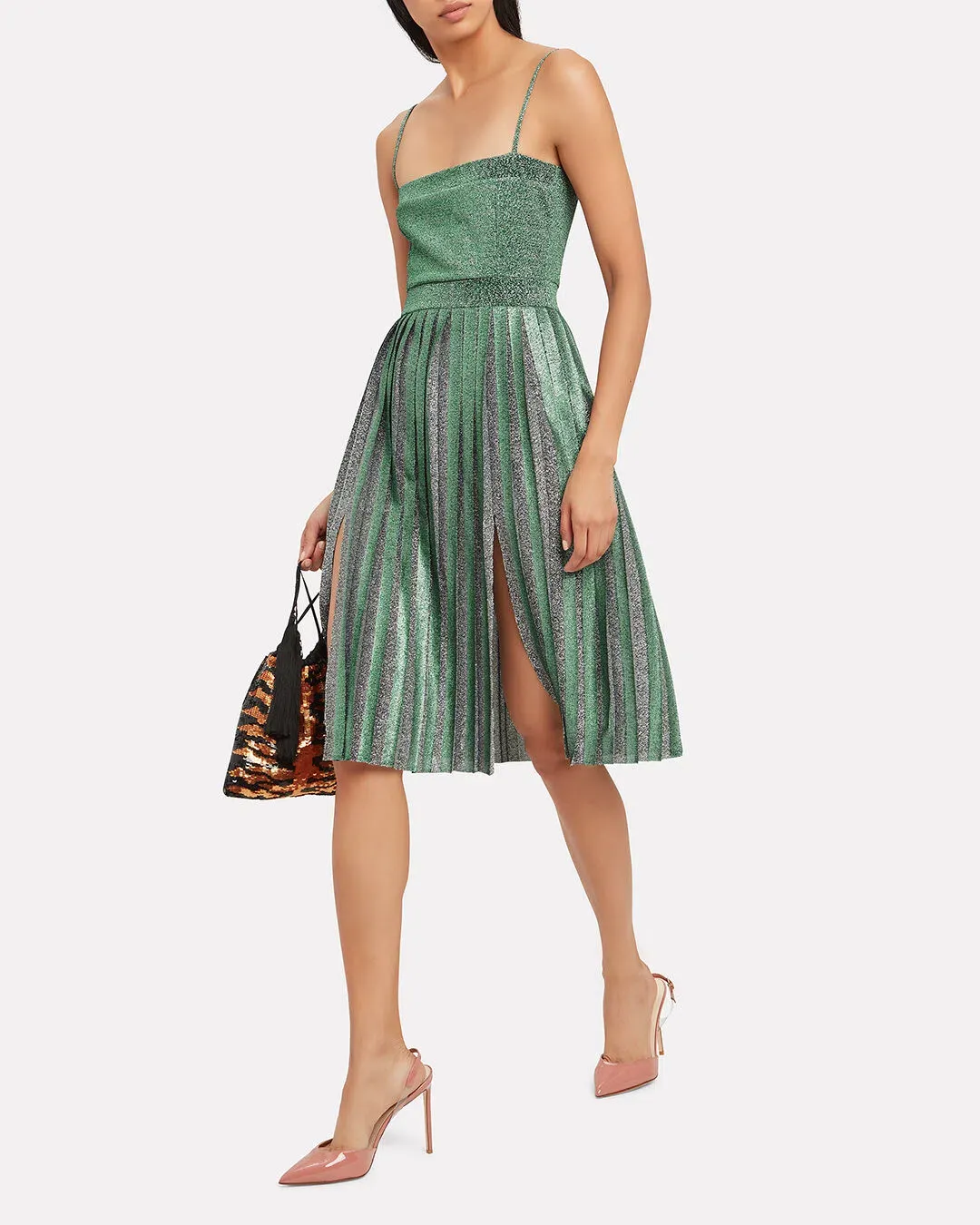 MISHA Janelle Midi Dress Green Glitter Size 8/S for rent on The Volte - main image
