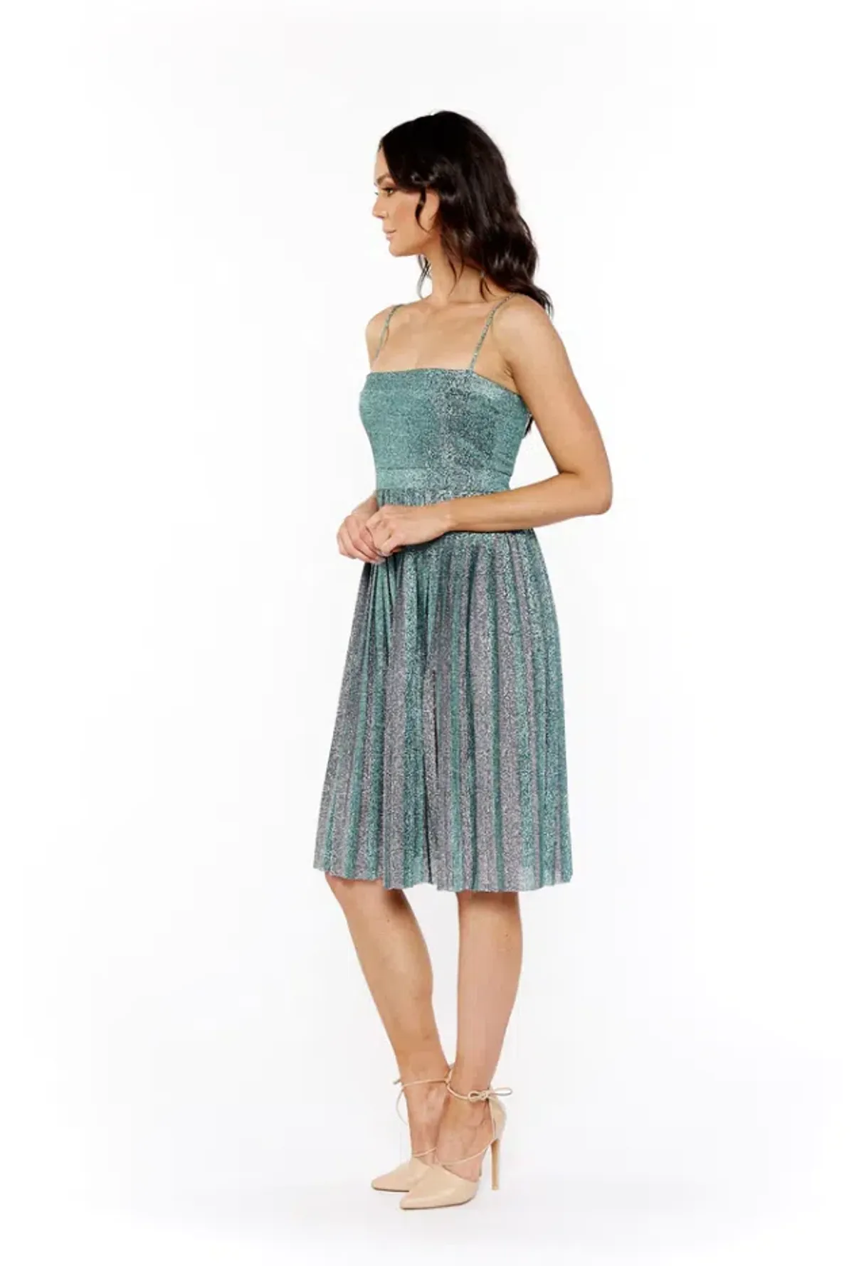 MISHA Janelle Midi Dress Green Glitter Size 8/S - Image 2