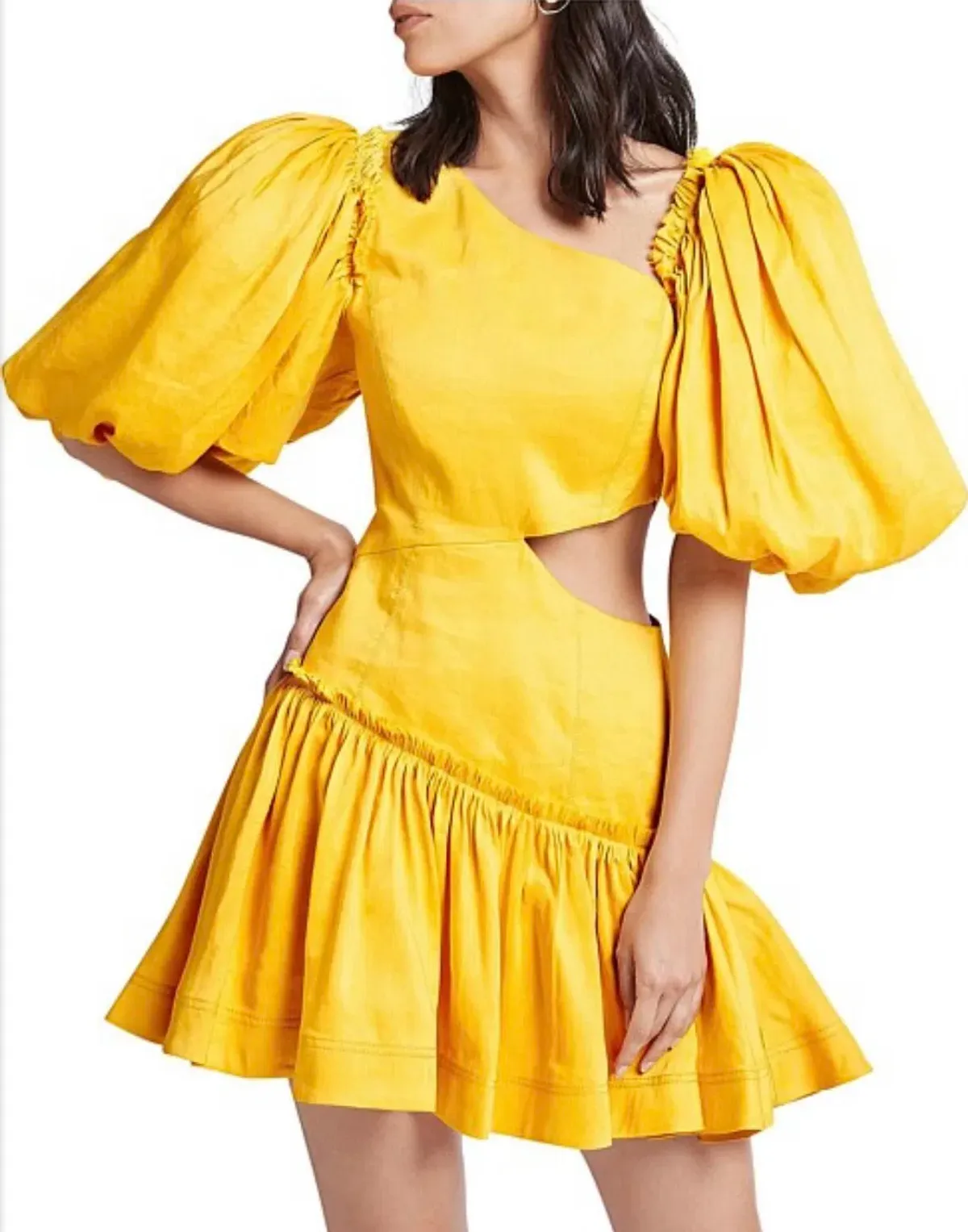 Aje Chateau Mini Dress Yellow Size 4  - Image 2