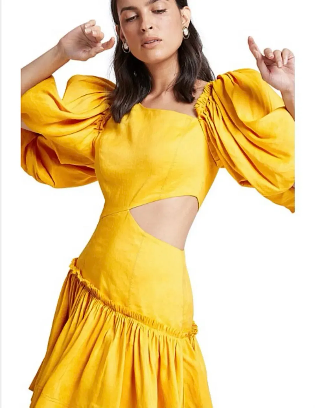 Aje Chateau Mini Dress Yellow Size 4  for rent on The Volte - main image