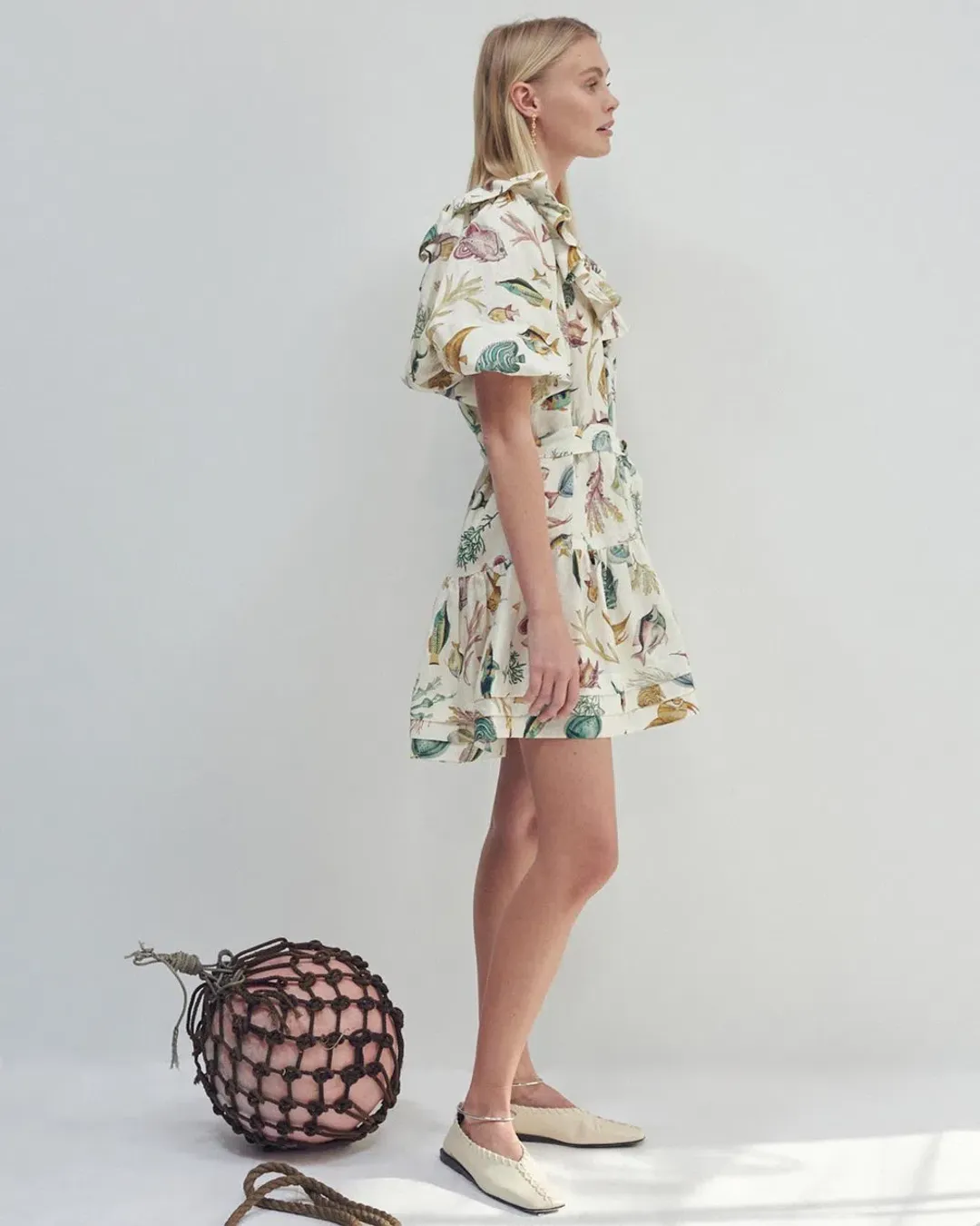 Alemais Wanda Frill Mini Dress Print Size 12 for rent on The Volte - main image