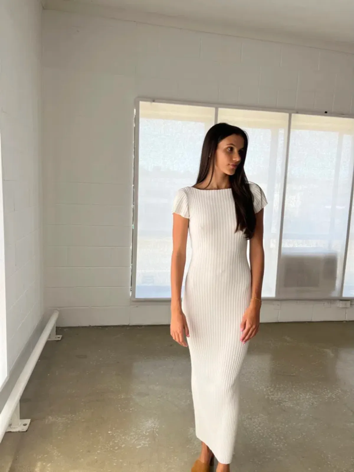 Bec & Bridge Millie Knit Midi Dress White Size 6 - Image 11