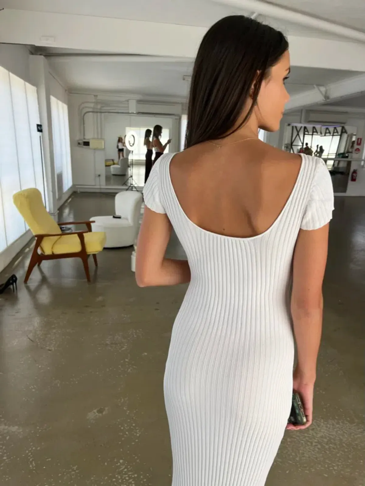 Bec & Bridge Millie Knit Midi Dress White Size 6 - Image 8