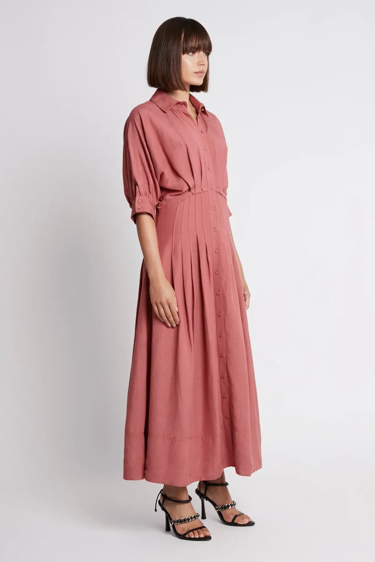 Aje Nova Shirt Midi Dress Dusty Rose Size 8 - Image 3