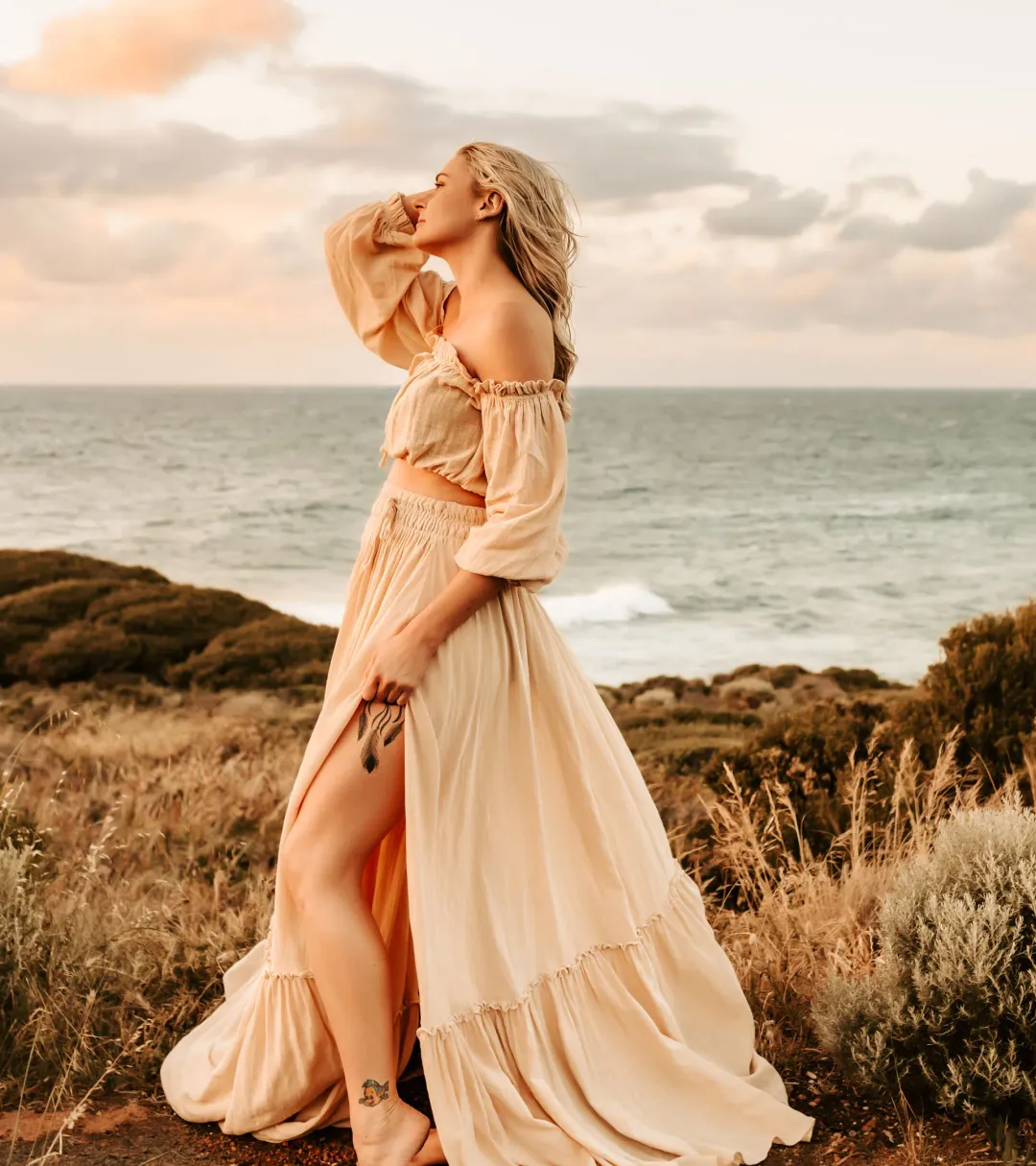 We Are Reclamation There Is Nothing Quite Like You Two Piece Maternity Gown Dark Ivory One Size  for rent on The Volte - main image