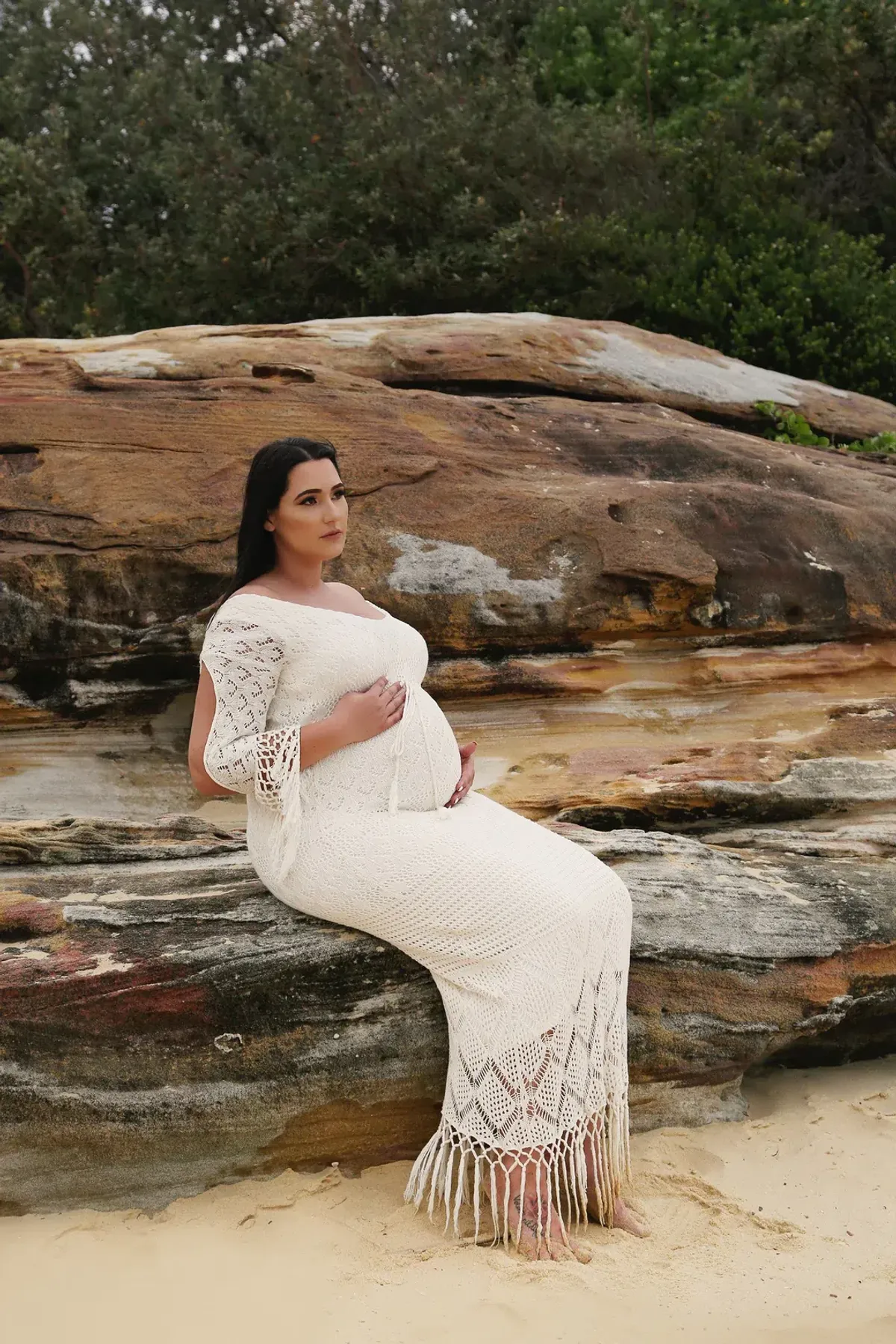 Fillyboo Brooke Crochet Maxi Dress Cream Size M - Image 2