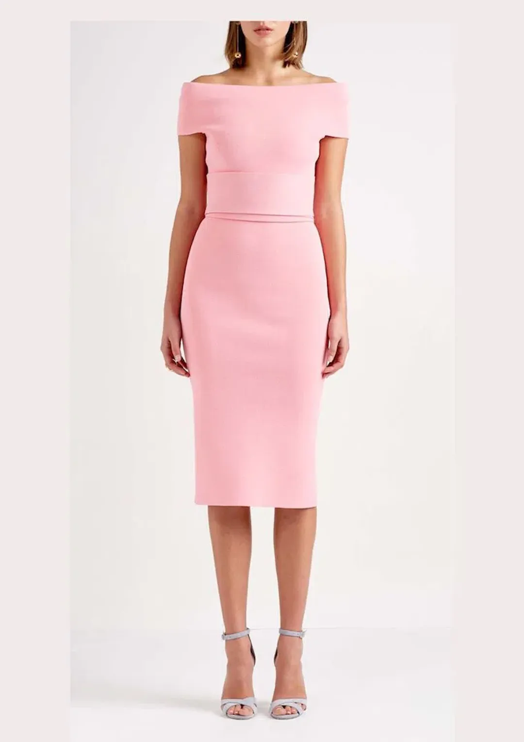 Scanlan Theodore Milano Crepe Knit Dress Pink Size 10 for rent on The Volte - main image