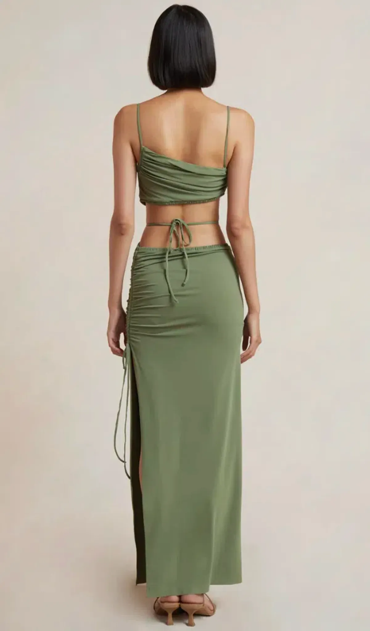 Bec & Bridge Dilkon Maxi Dress Olive Green Size 6 - Image 2