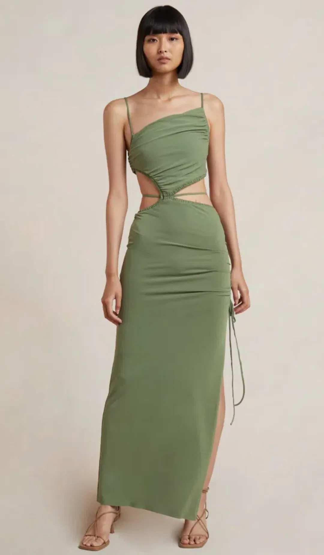 Bec & Bridge Dilkon Maxi Dress Olive Green Size 6 for rent on The Volte - main image