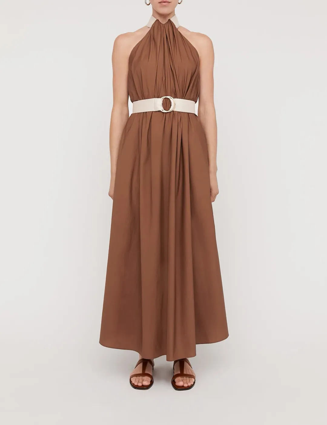 Scanlan Theodore Cotton Strapping Dress With Belt Brown Size 6 for rent on The Volte - main image