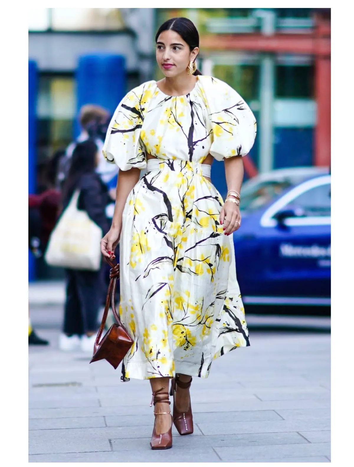 Aje Mimosa Cut-out Midi Dress In Wattle Print Size 8 - Image 6