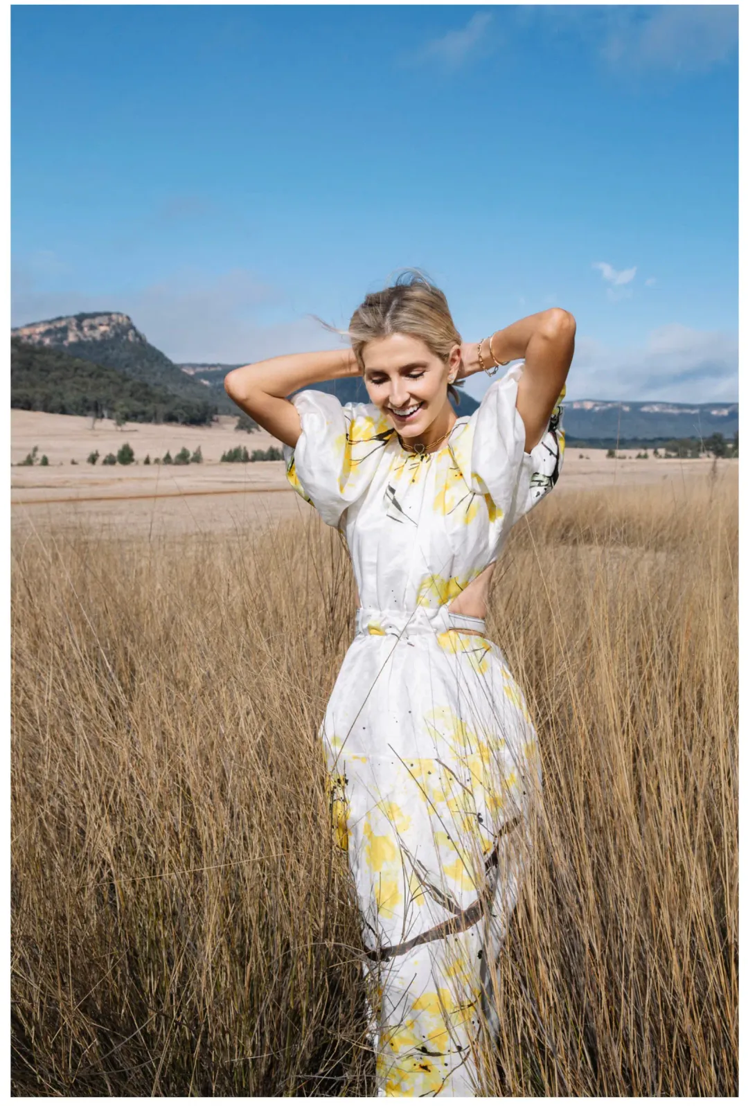 Aje Mimosa Cut-out Midi Dress In Wattle Print Size 8 for rent on The Volte - main image