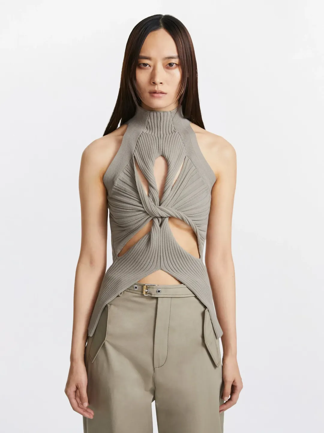 Dion Lee Muscular Twist Tank Stone Grey Size 6 for rent on The Volte - main image