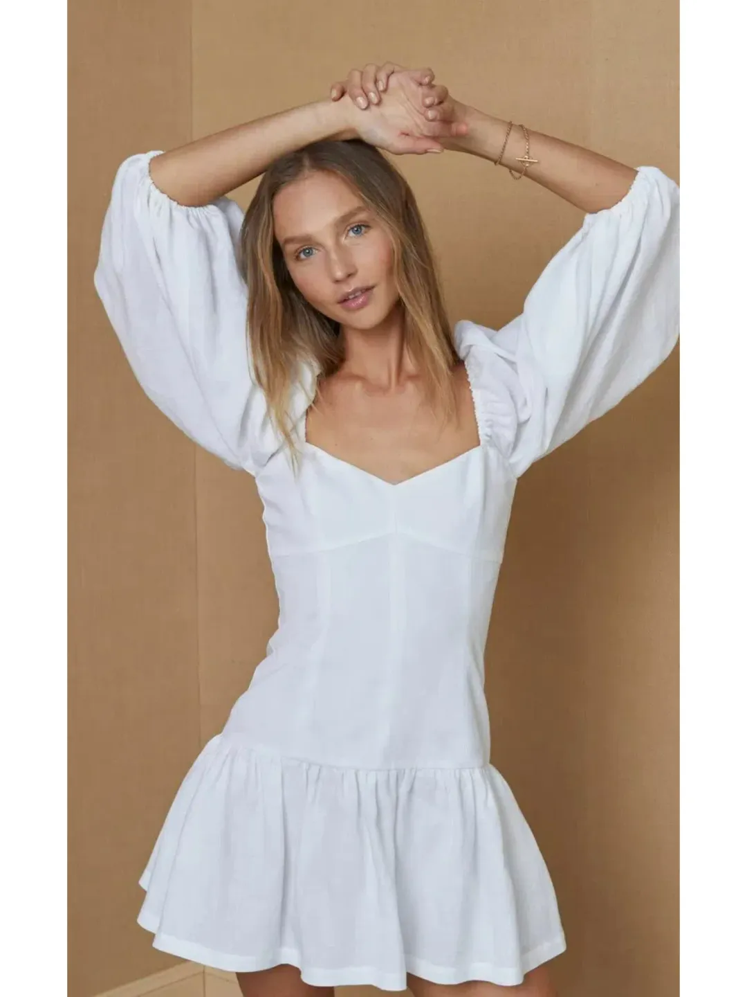Bec & Bridge Henriette Mini Dress Ivory White Size AU 6  for rent on The Volte - main image
