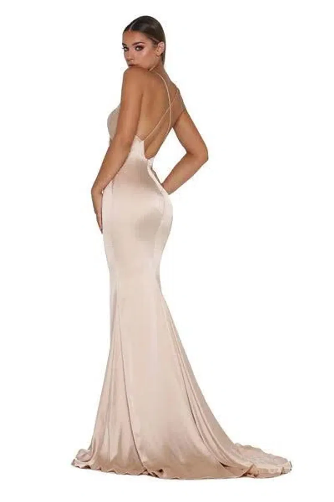 Portia and Scarlett Dana Gown Champagne Size 6 for rent on The Volte - main image