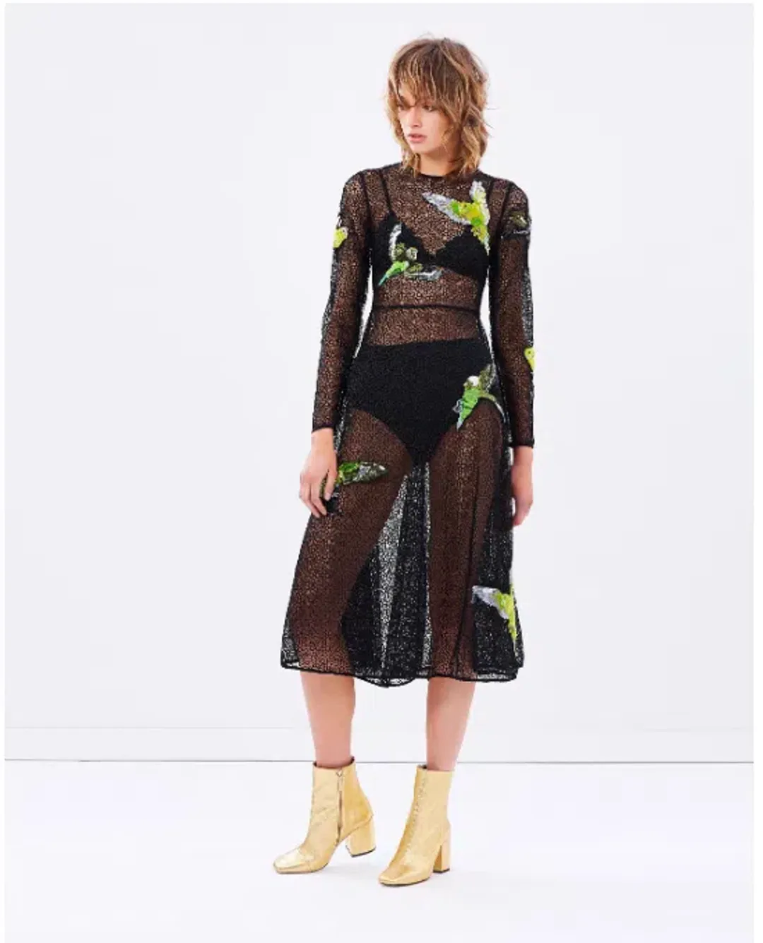 Romance Was Born Budgie Dress Black Green Sequin Size 10 for rent on The Volte - main image