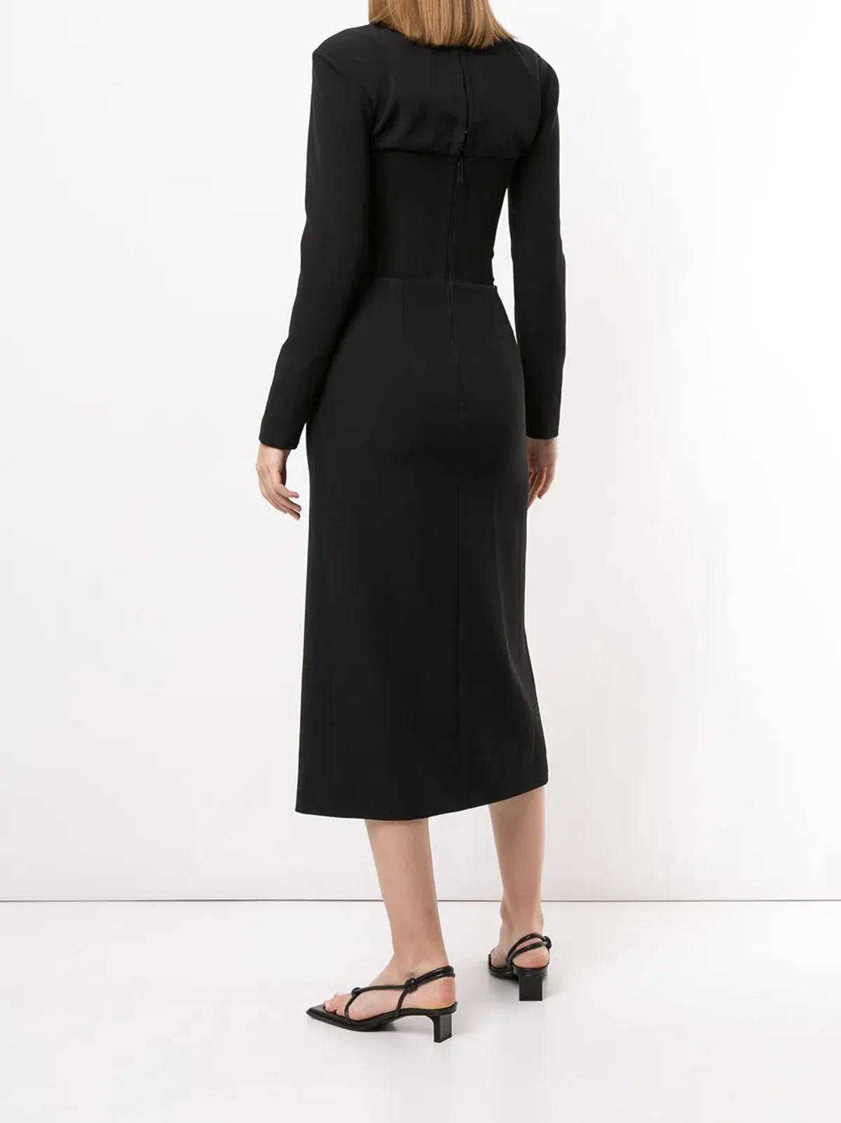 Dion Lee Front-Slit Midi Silk Dress Black Size 8 - Image 3