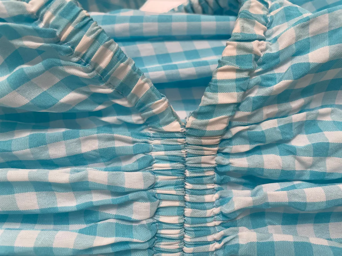 Scanlan Theodore Gingham Cutout Dress in Blue Size 8 - Image 5