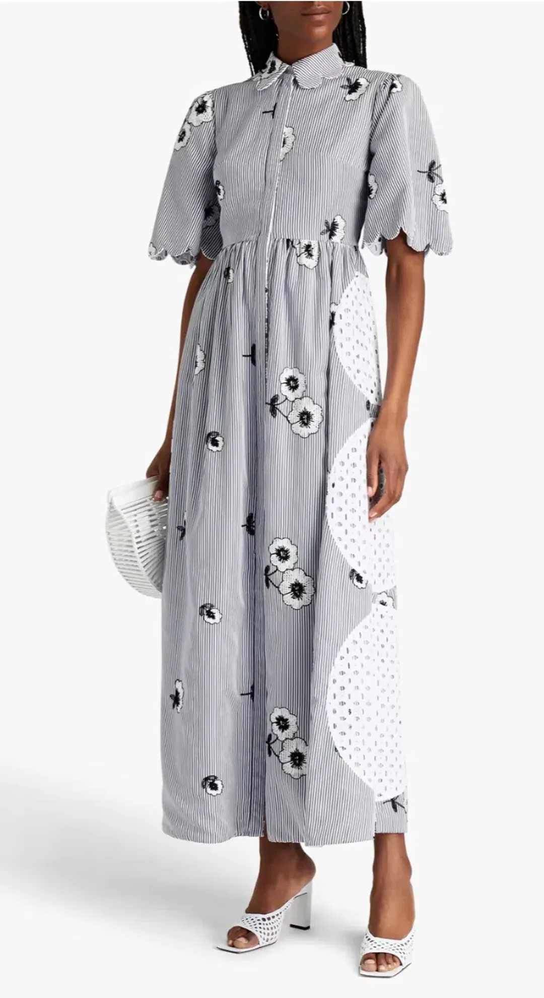 Huishan Zhang Reversible Broderie Anglaise Dress Print White Size AU 6 for rent on The Volte - main image