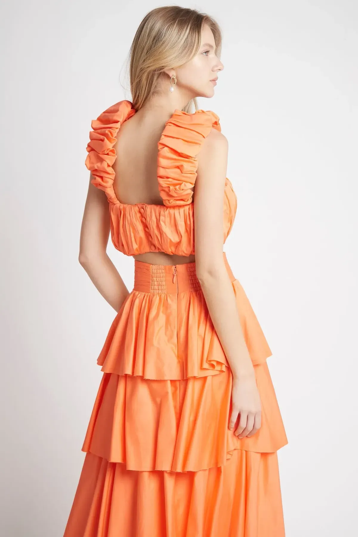 Aje Medina Crop & Skirt Set Orange Size 10 - Image 3