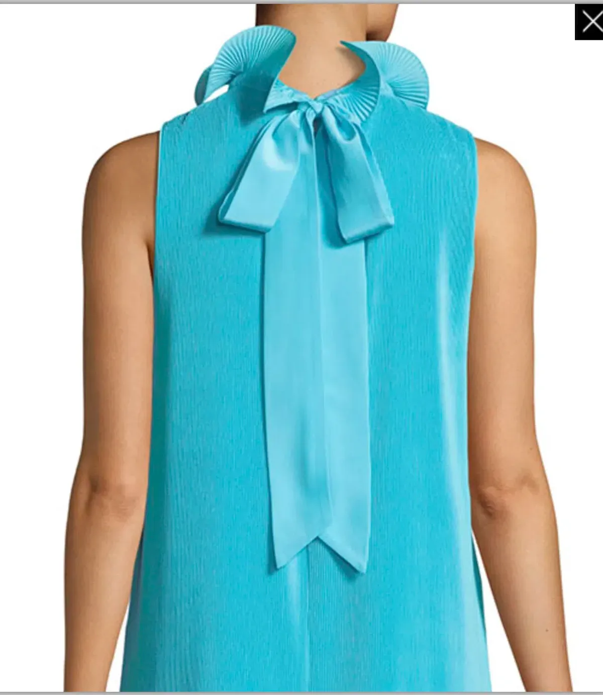 Tibi Camellia Pleated Colorblock Ruffle Dress Blue Size 4  - Image 3