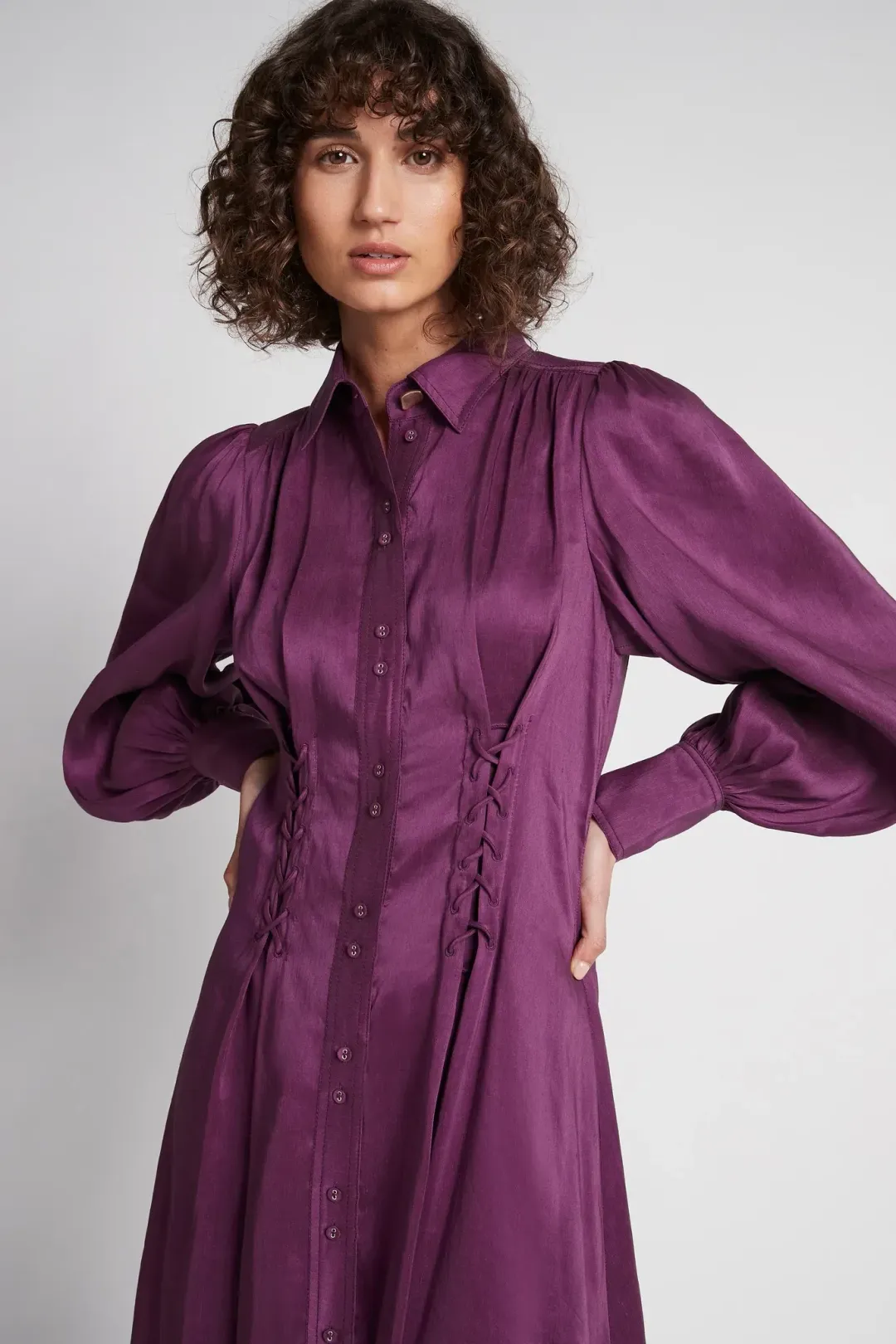 AJE Ephemera Shirt Dress Violet Size 14 for rent on The Volte - main image