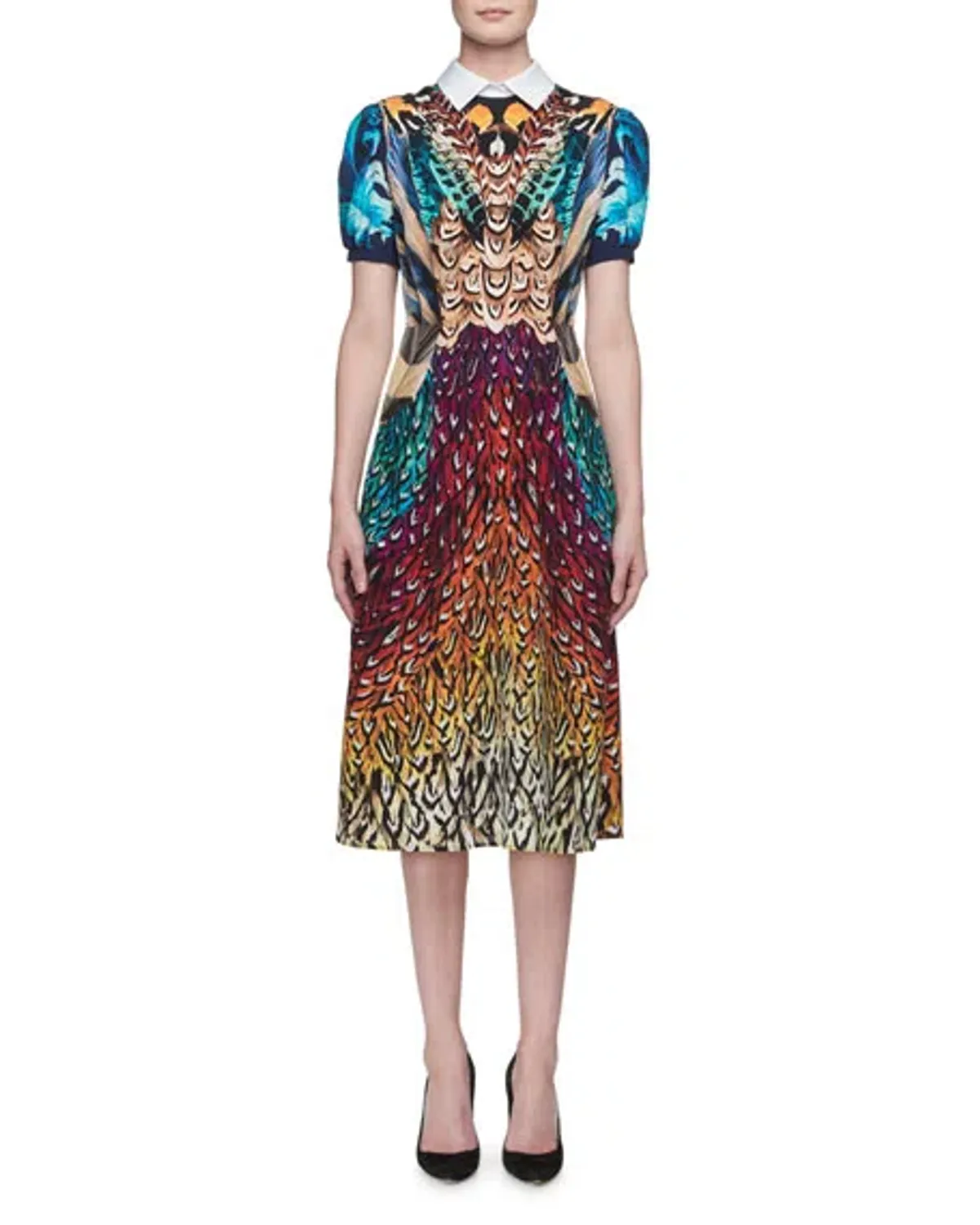Mary Katrantzou Osprey Silk Dress Feather Print Size 6 - Image 2