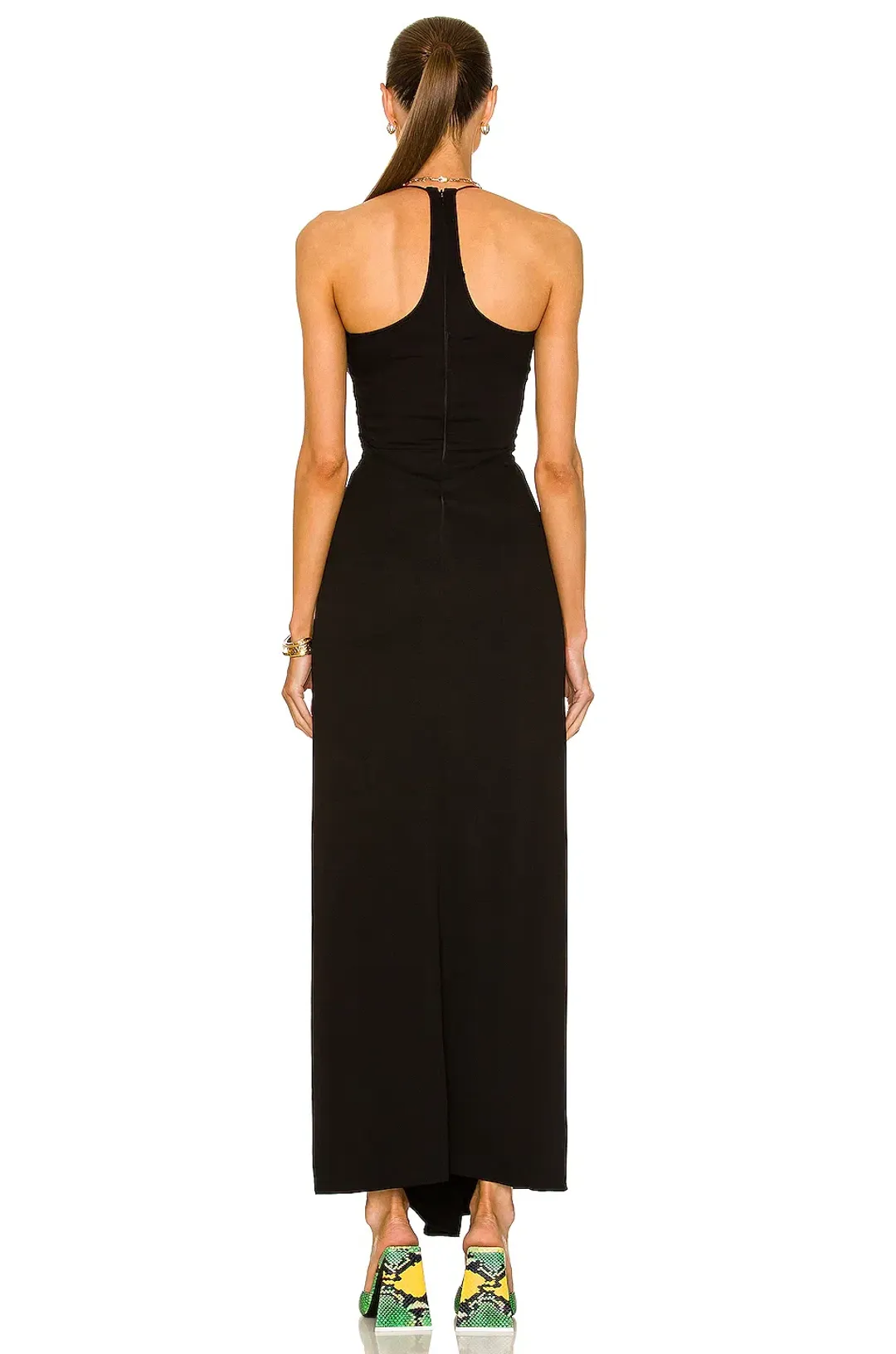Christopher Esber Multi Panel Disconnect Ruched Halter Dress Black Size 8 for rent on The Volte - main image