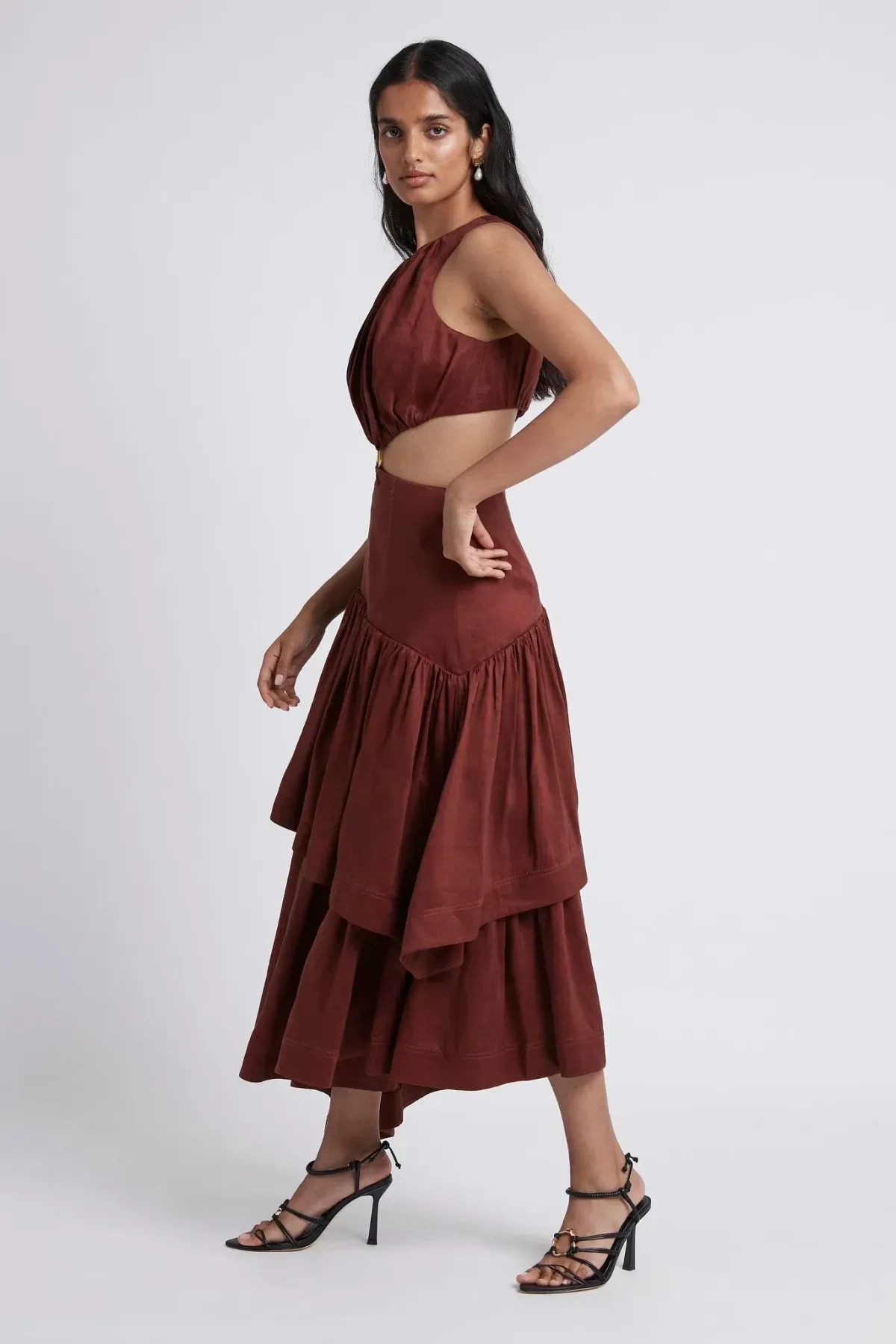 Aje Caliente Cut Out Dress Maroon Red Size 8 - Image 4