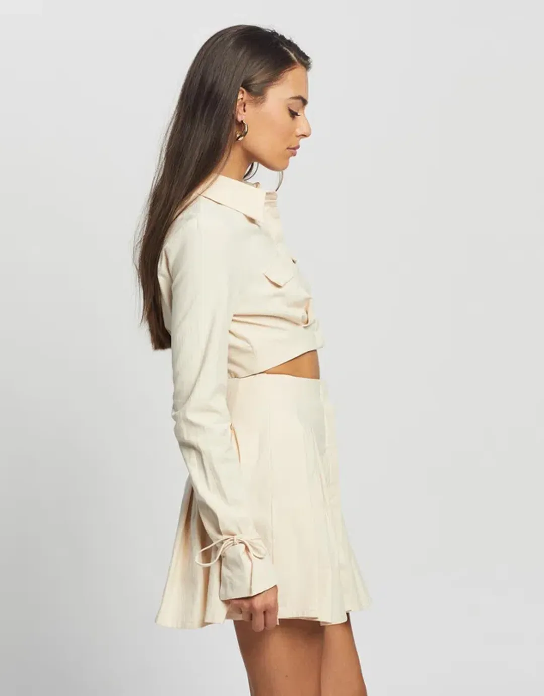 Sovere Revere Crop Shirt and Skirt Set Parchment Size 10  for rent on The Volte - main image