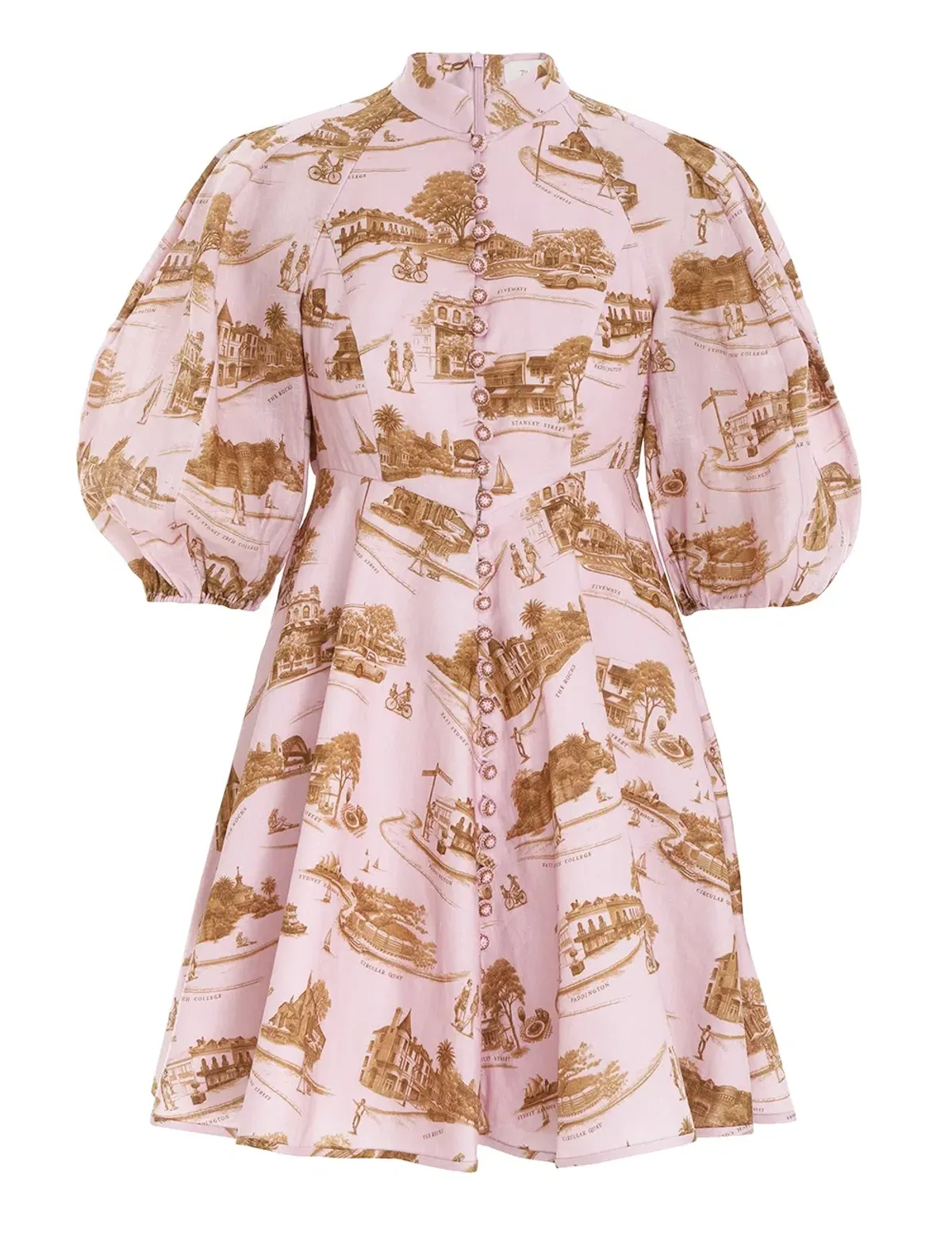 Zimmermann Day Mini Dress Pink/Gold Toile Size 2 / Au 12 - Image 2