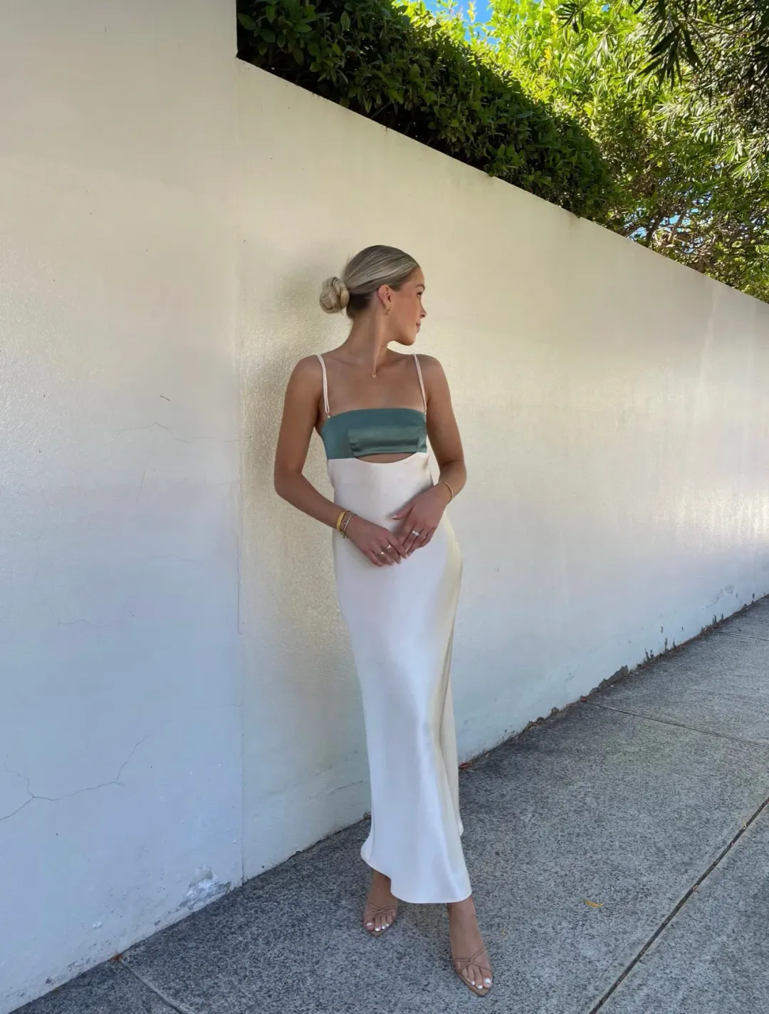 Bec & Bridge Carrie Cut Out Maxi Dress in Multi Green Size 8  for rent on The Volte - main image