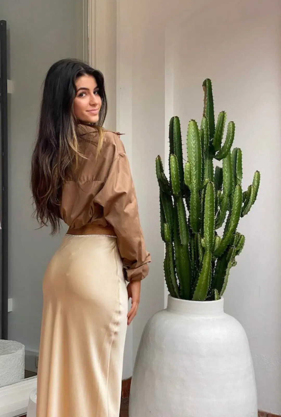 Michael Lo Sordo Crystalline Bias Silk Skirt Cream Size 6 for rent on The Volte - main image