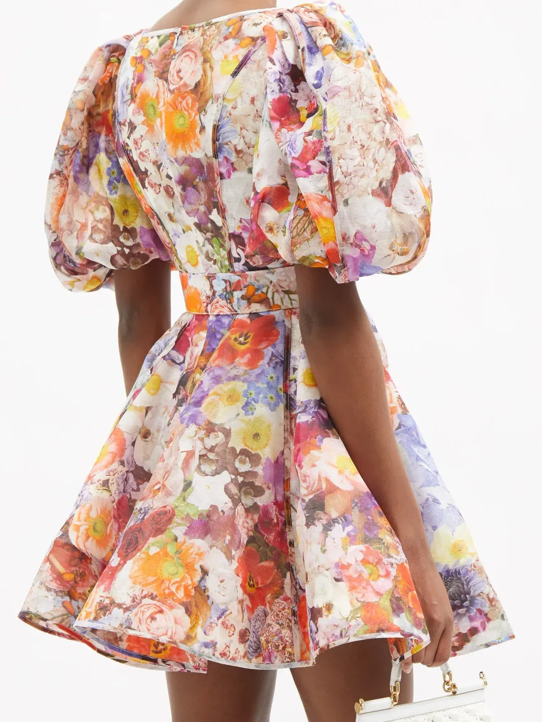 Zimmermann Prima Balloon Sleeve Belted Mini Dress Floral Size 1 /  Au 10 for rent on The Volte - main image