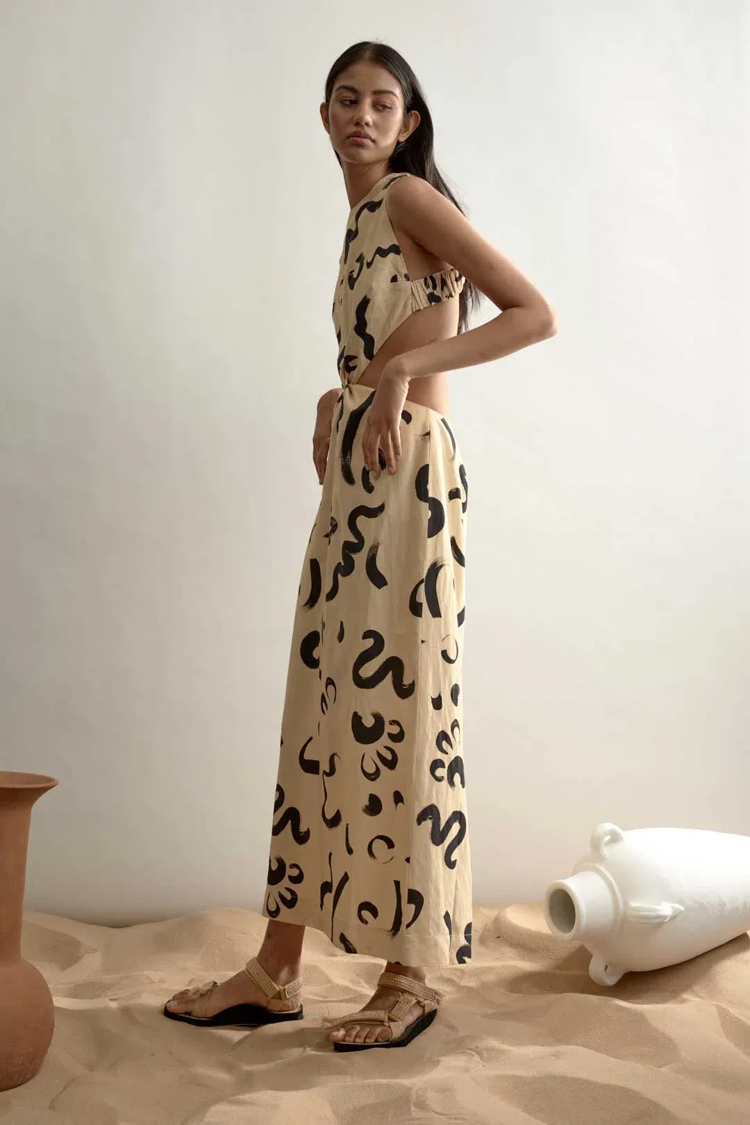 Alemais Brush Stroke Twist Dress Print Size 10 for rent on The Volte - main image