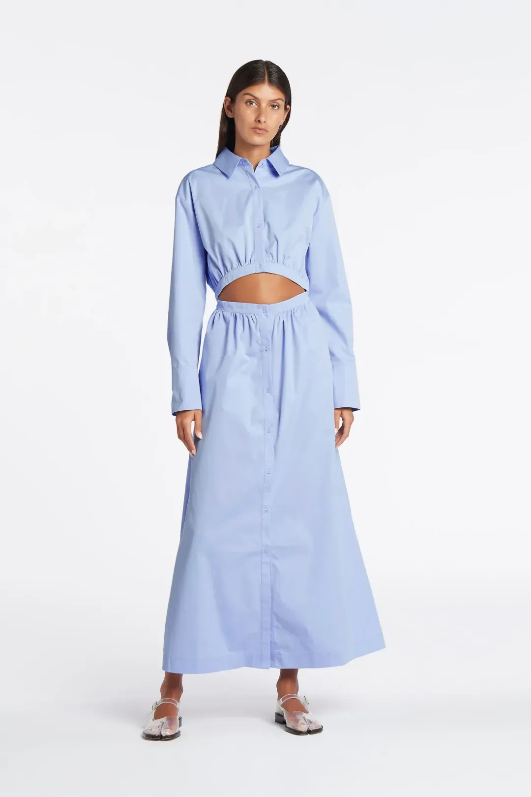 Sir the Label Ilkin Deconstructed Shirt Dress Blue Size 8 for rent on The Volte - main image