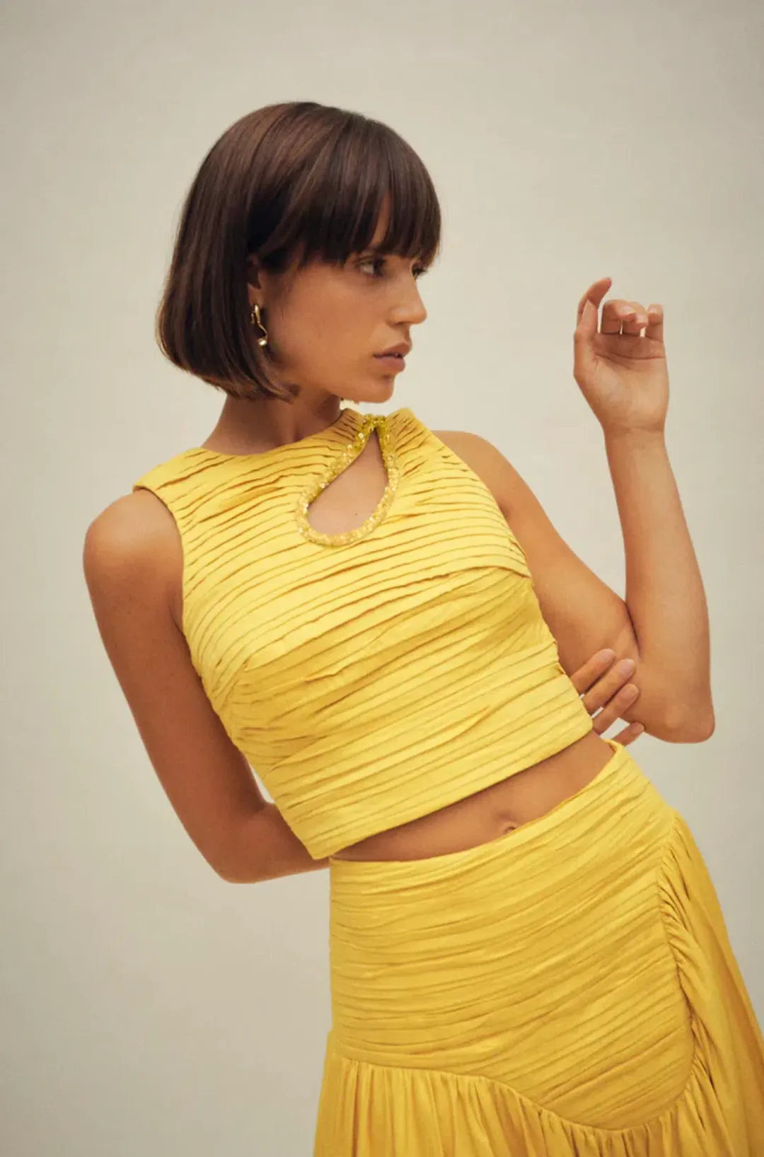 Aje The Jolie Asymmetric Cut Out Set Size 8 Sun Shower Yellow Size 8 for rent on The Volte - main image