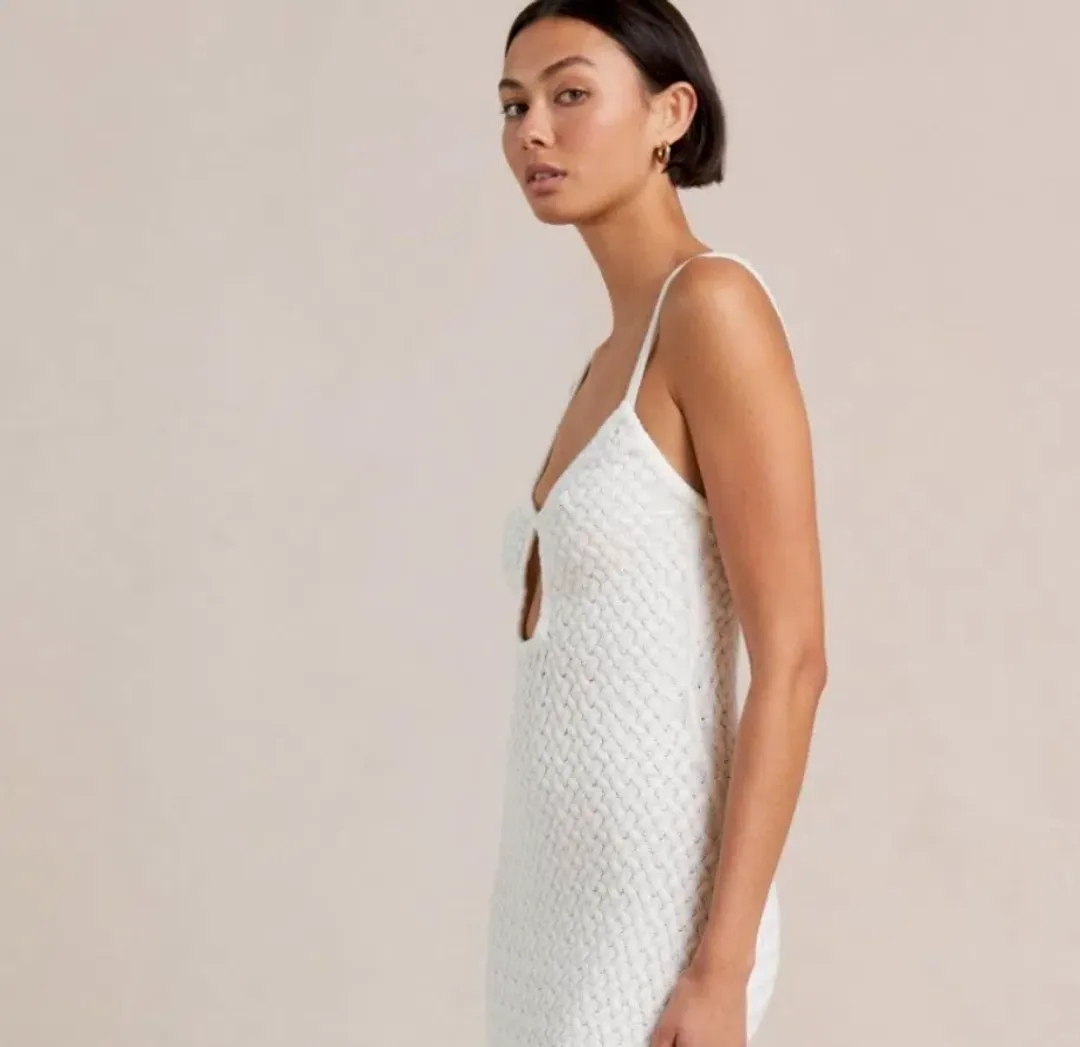 Bec and Bridge Effie Knit Key Maxi Dress Ivory Size 10 for rent on The Volte - main image