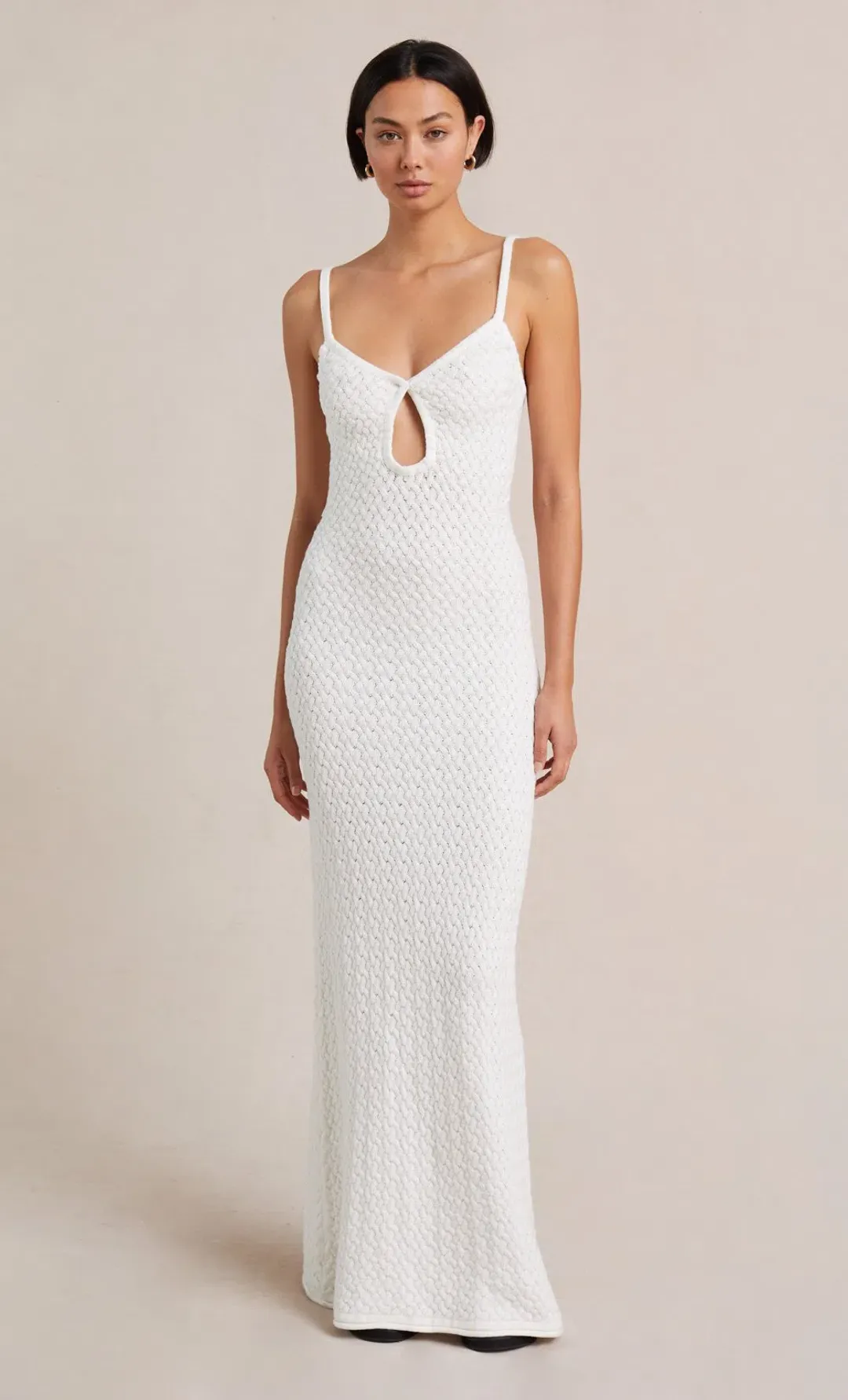 Bec and Bridge Effie Knit Key Maxi Dress Ivory Size 10 for rent on The Volte - main image