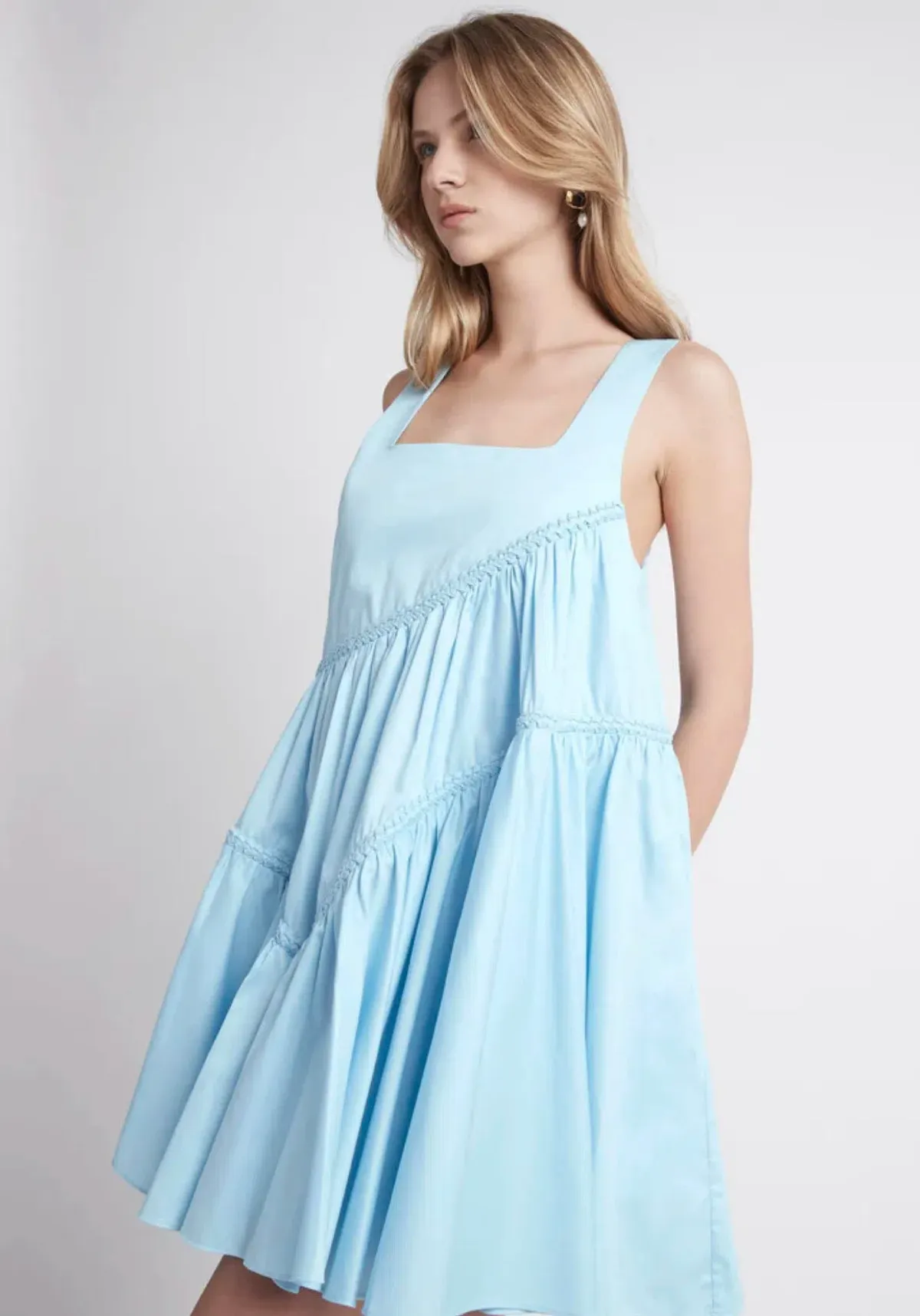 Aje Casabianca Sleeveless Braided Dress Ice Blue Size 14  - Image 3