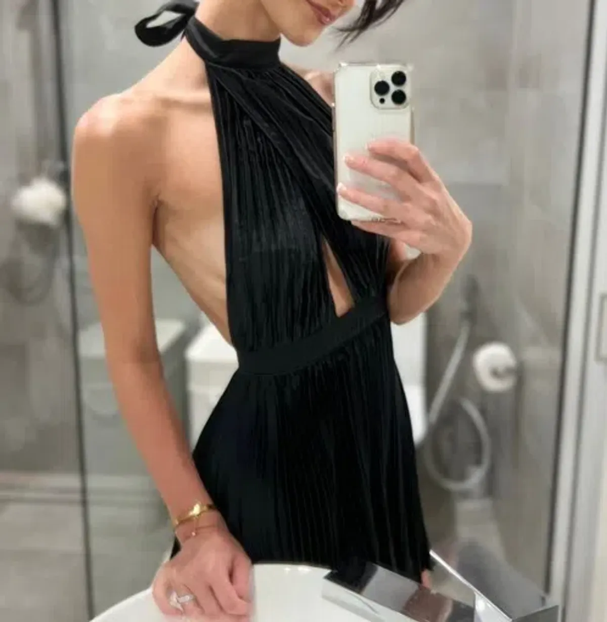 L'idee Renaissance Mini Dress Noir Black Size 8 - Image 4